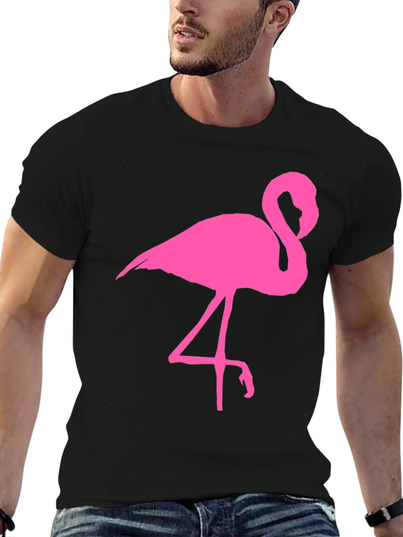Pink Flamingo Graphic Tee - Black