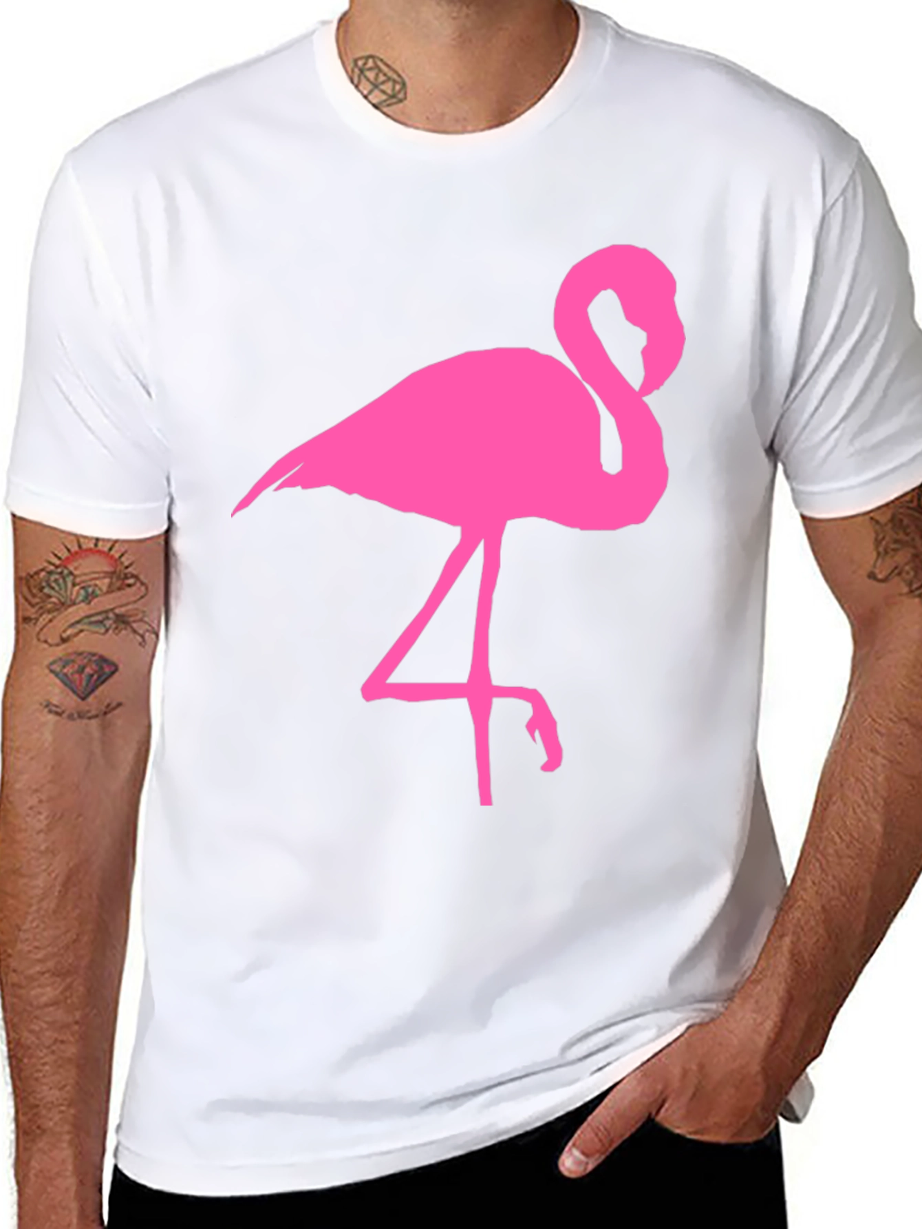 Pink Flamingo Graphic Tee - Black