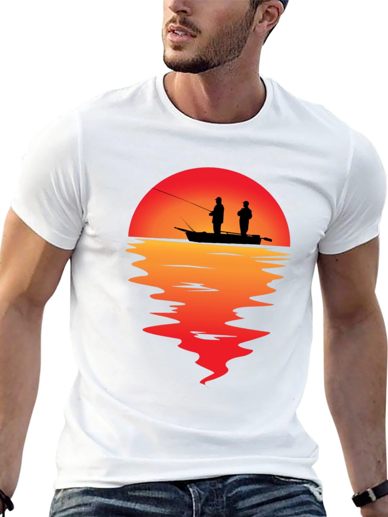 Sunset Fishing Graphic T-Shirt
