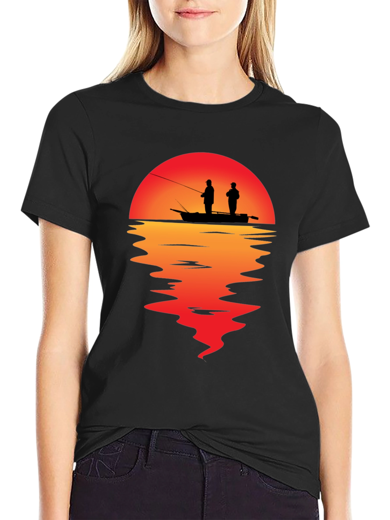 Sunset Fishing Graphic T-Shirt