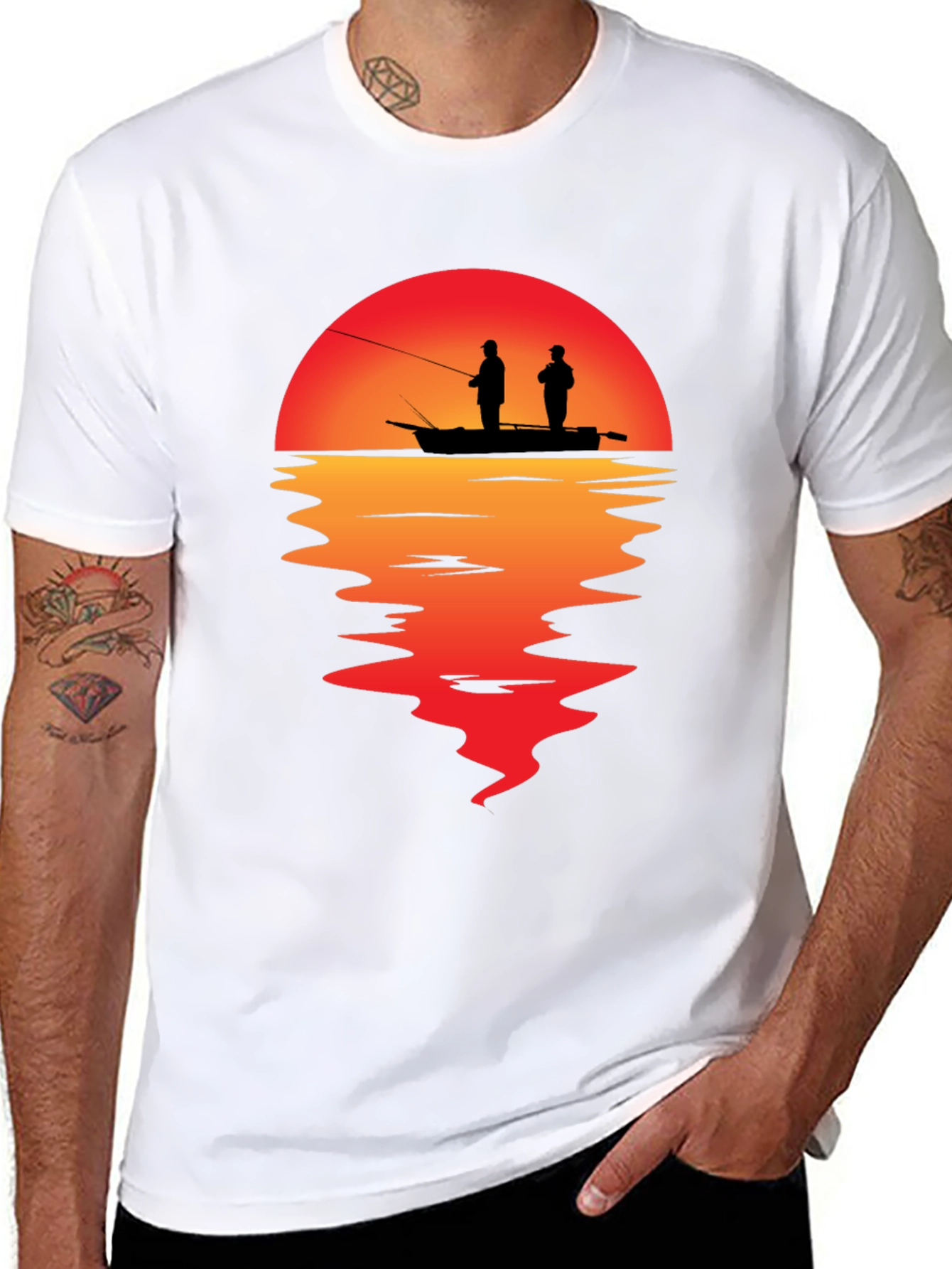 Sunset Fishing Graphic T-Shirt