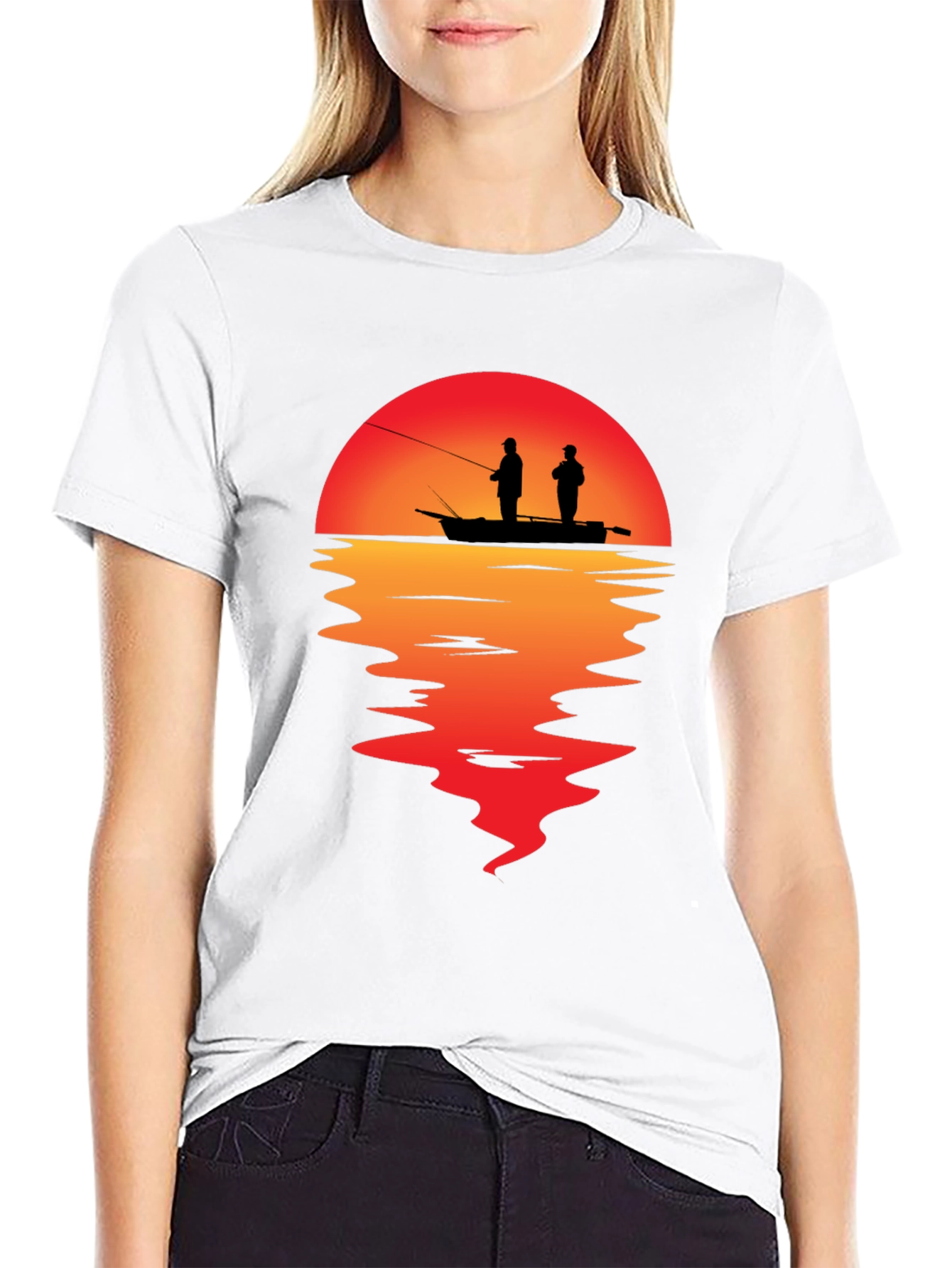 Sunset Fishing Graphic T-Shirt