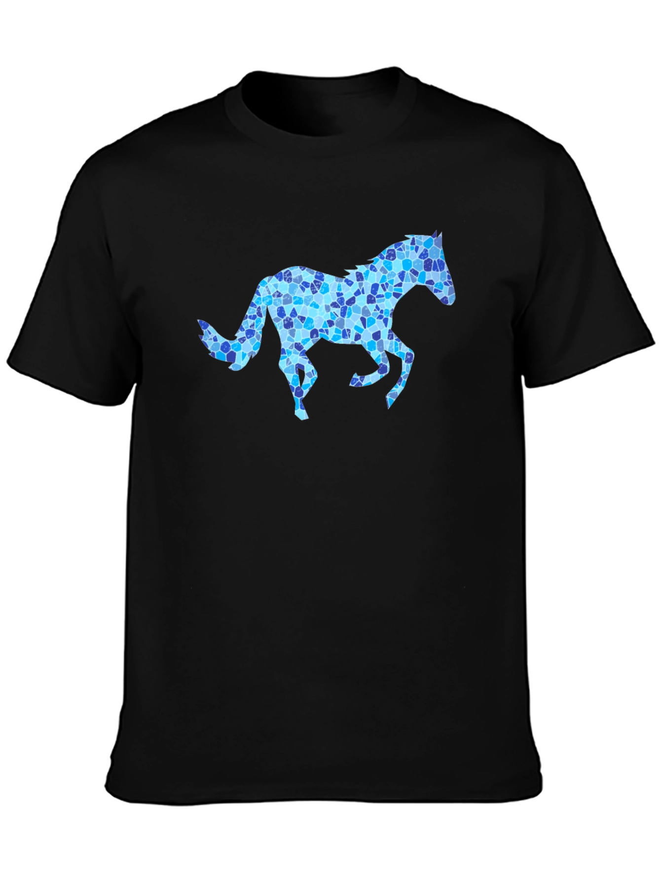 Horse Mosaic Graphic Black T-Shirt