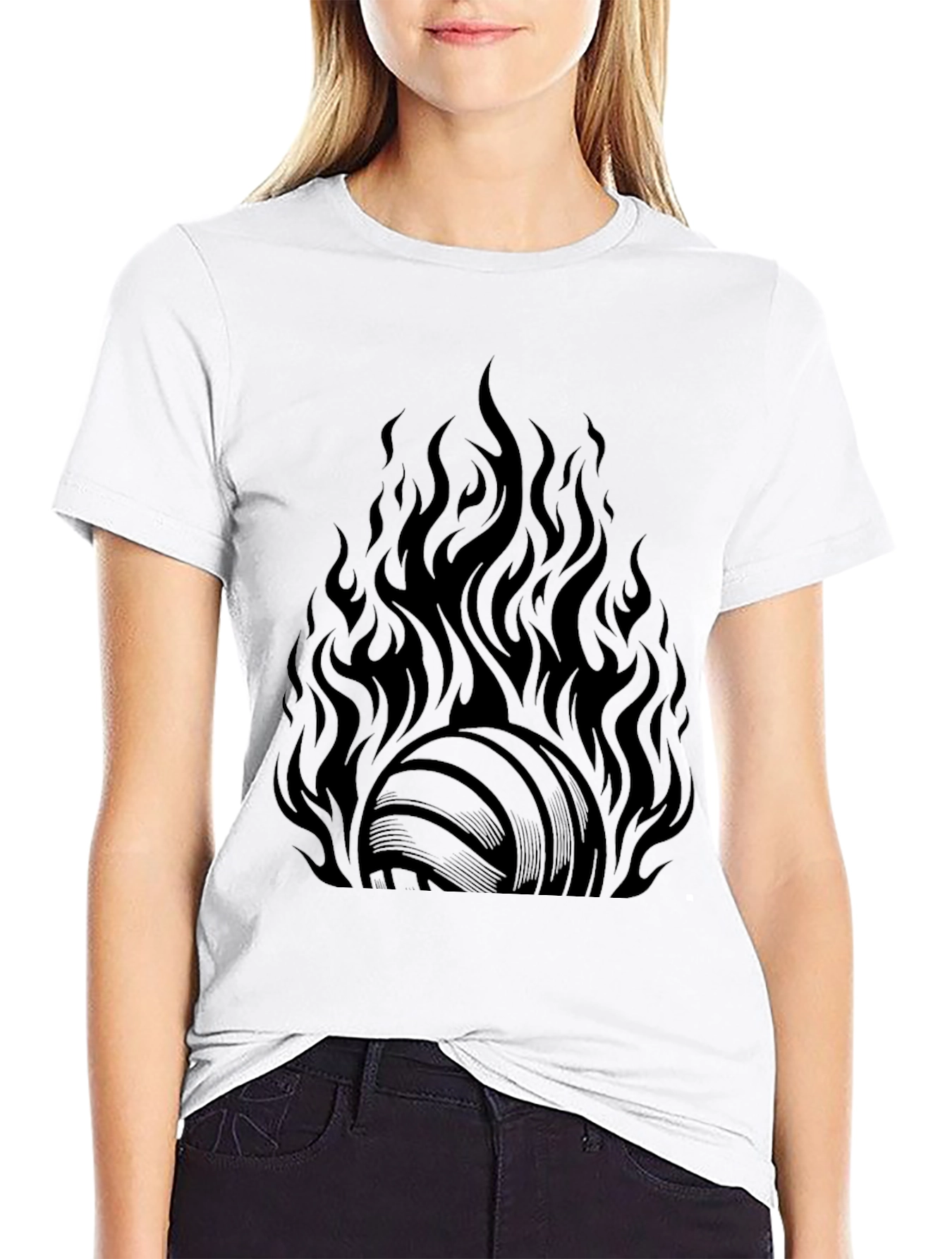 Flaming Volleyball Graphic Tee