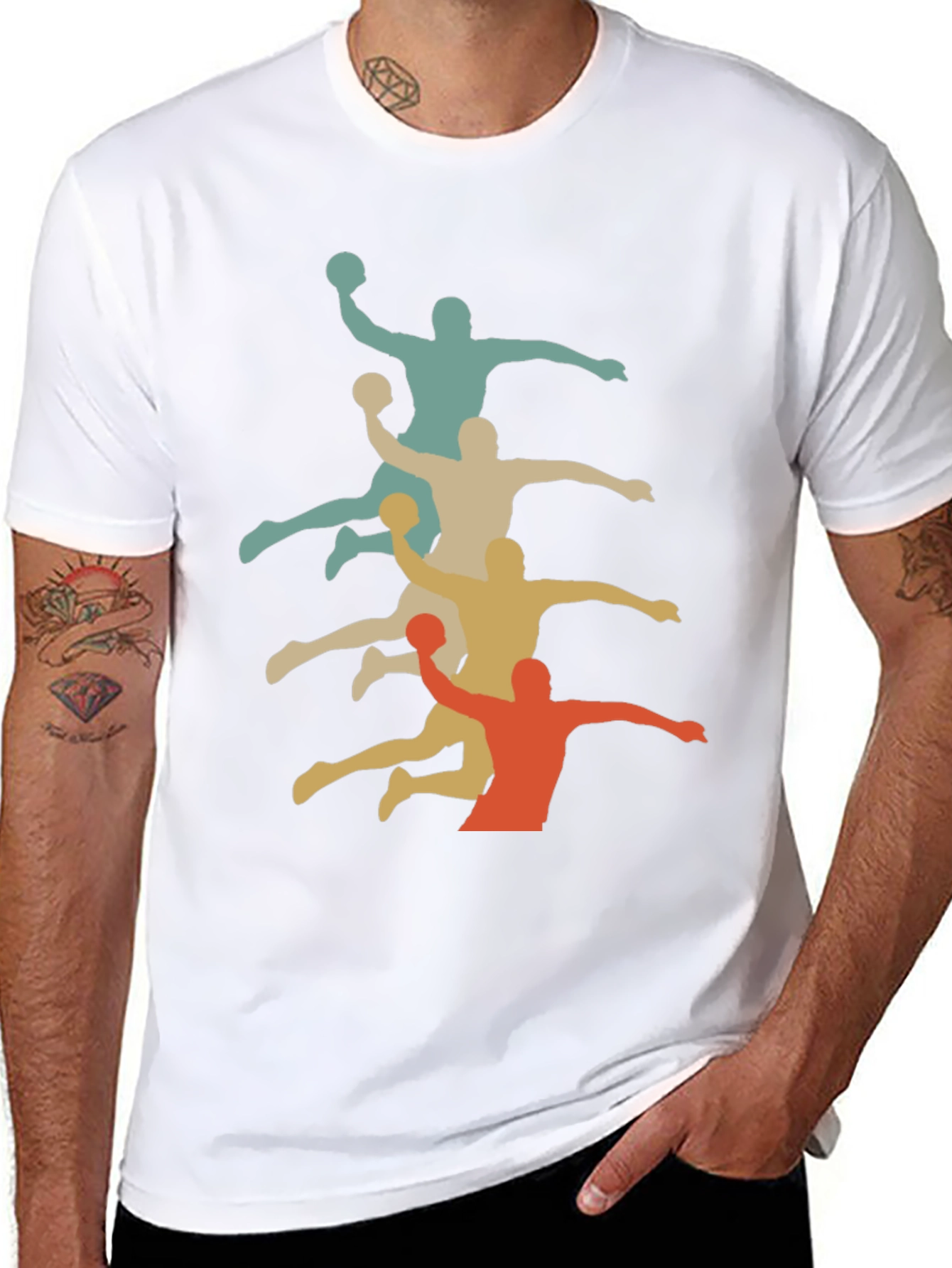 Retro Handball Player Graphic T-Shirt