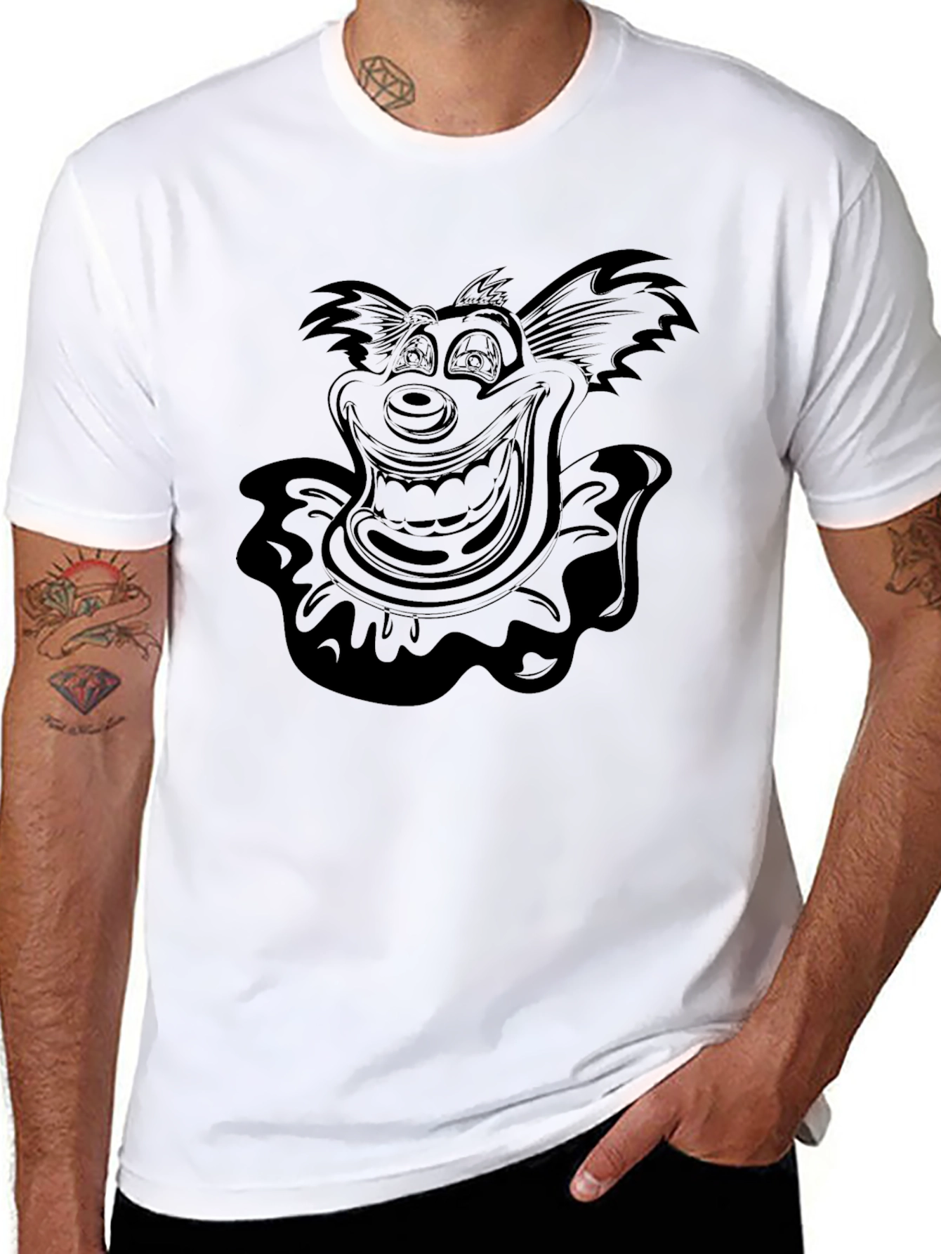 Mens Black Clown Graphic Tee