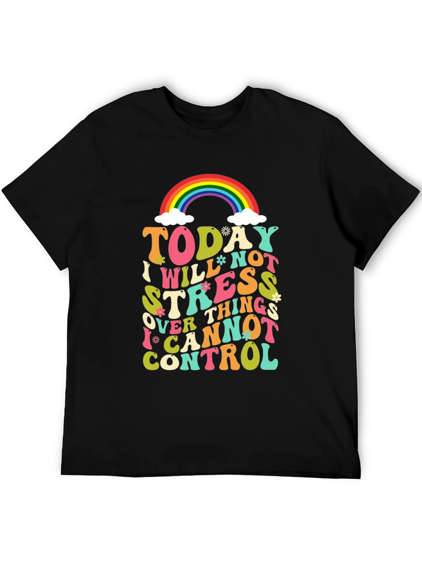 Rainbow Graphic T-Shirt: No Stress Control
