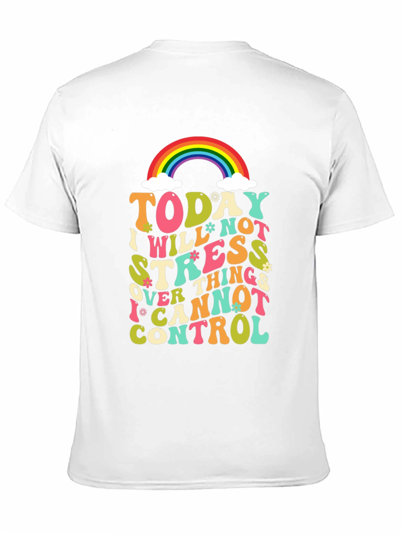 Rainbow Graphic T-Shirt: No Stress Control