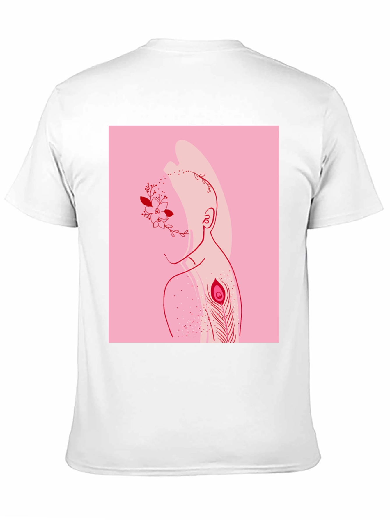 Modern Artistic T-Shirt: Floral & Peacock Design