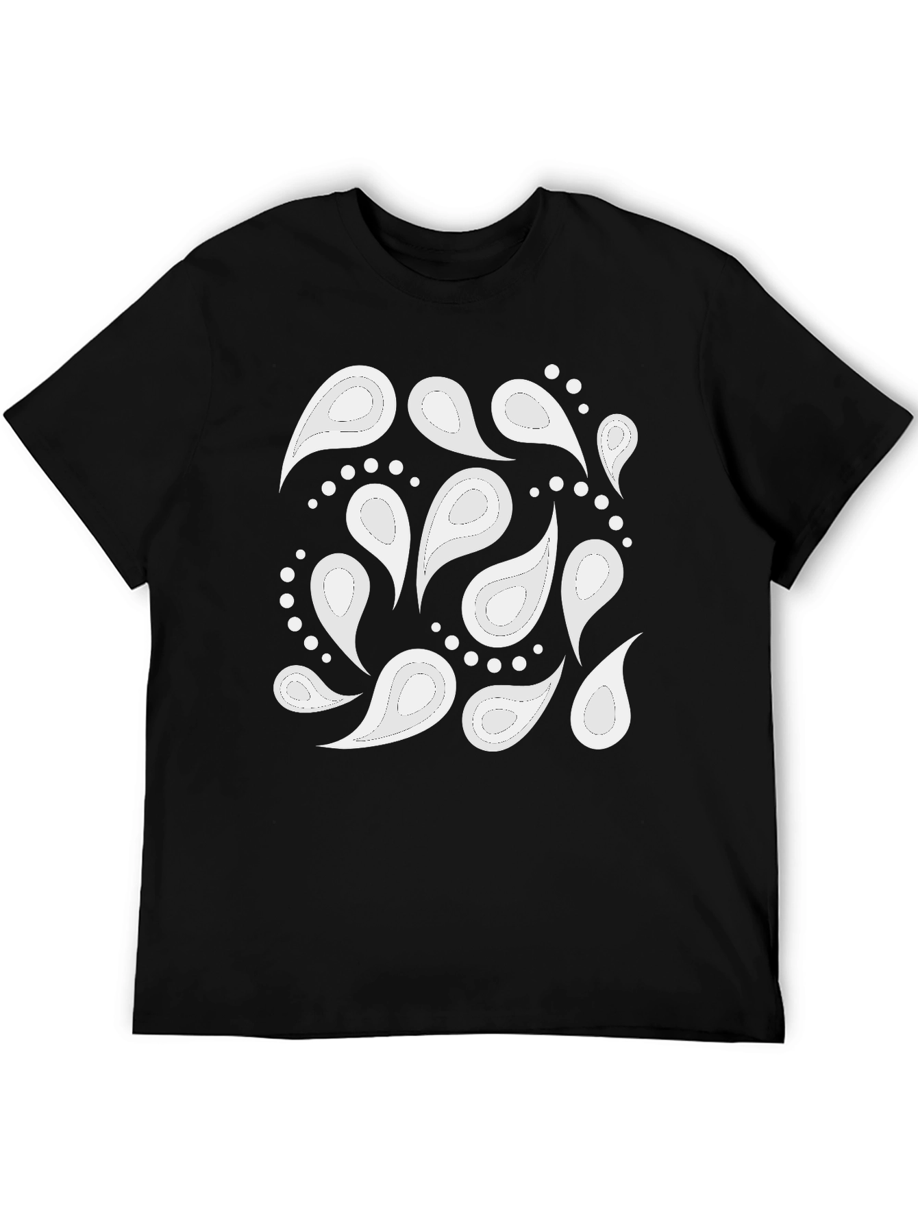 Black Paisley Patterned T-Shirt - Casual Style