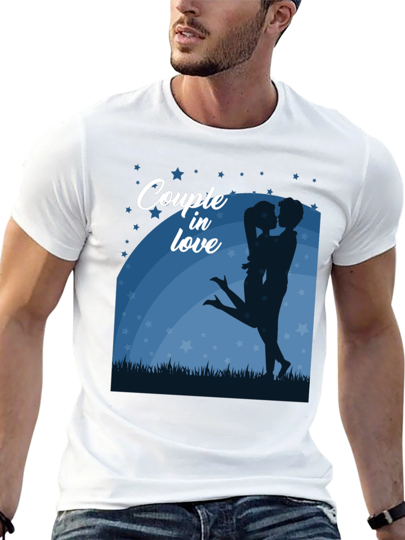 Couple in Love Graphic Tee - Romantic Black Shirt