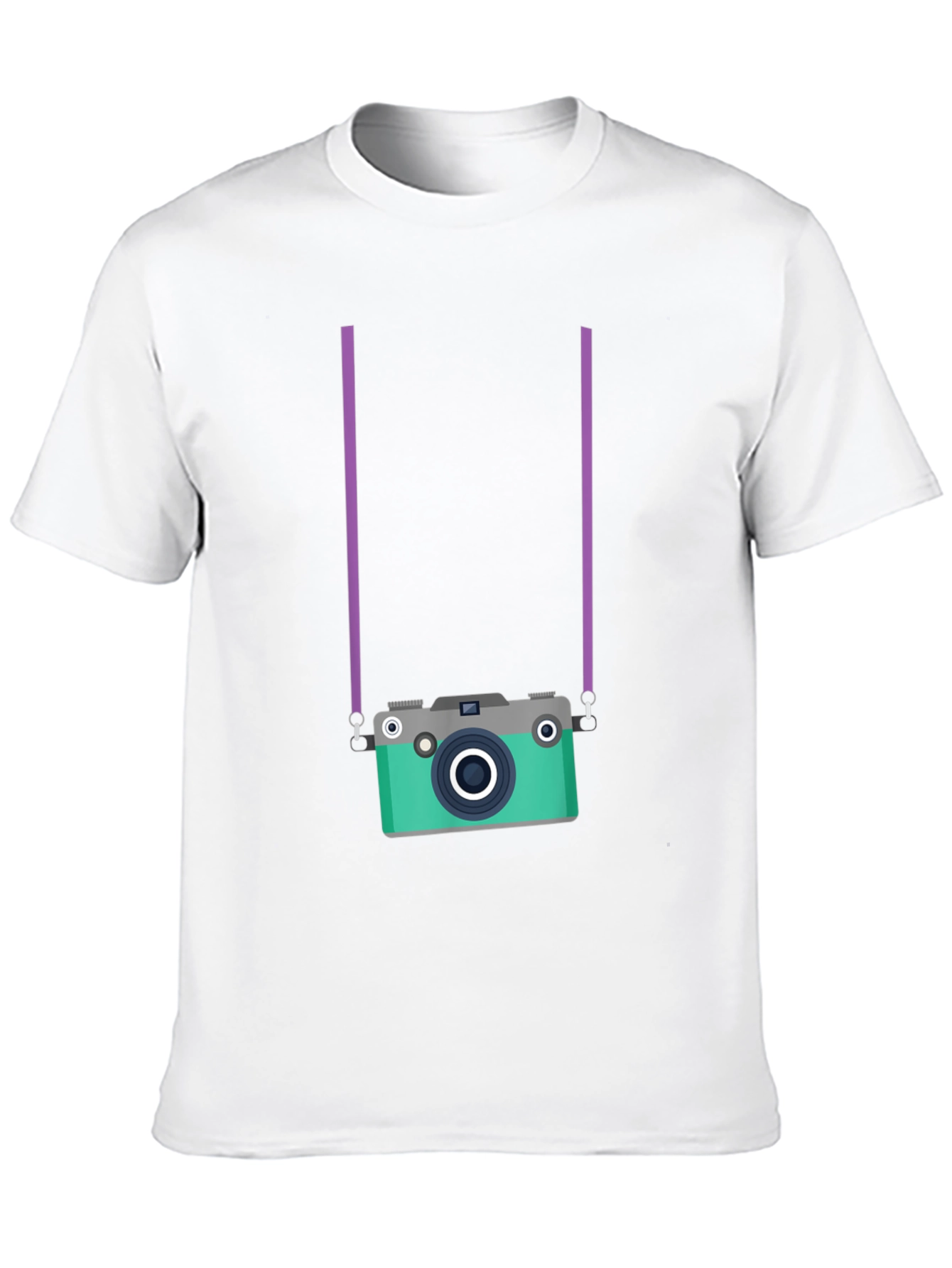Retro Camera Graphic Tee - Black Cotton Casual Shirt