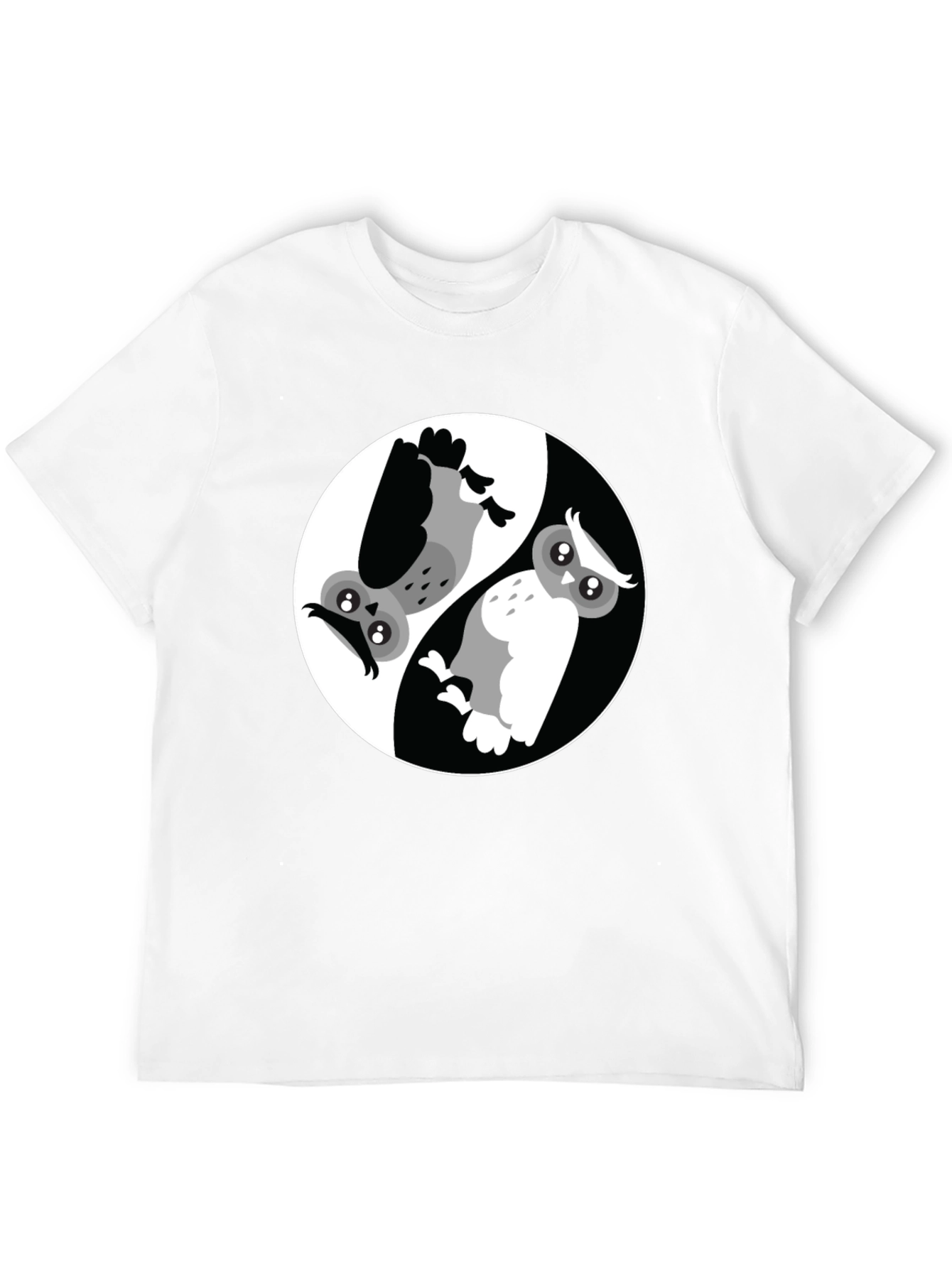 Yin Yang Owl Graphic T-Shirt - Balance and Style