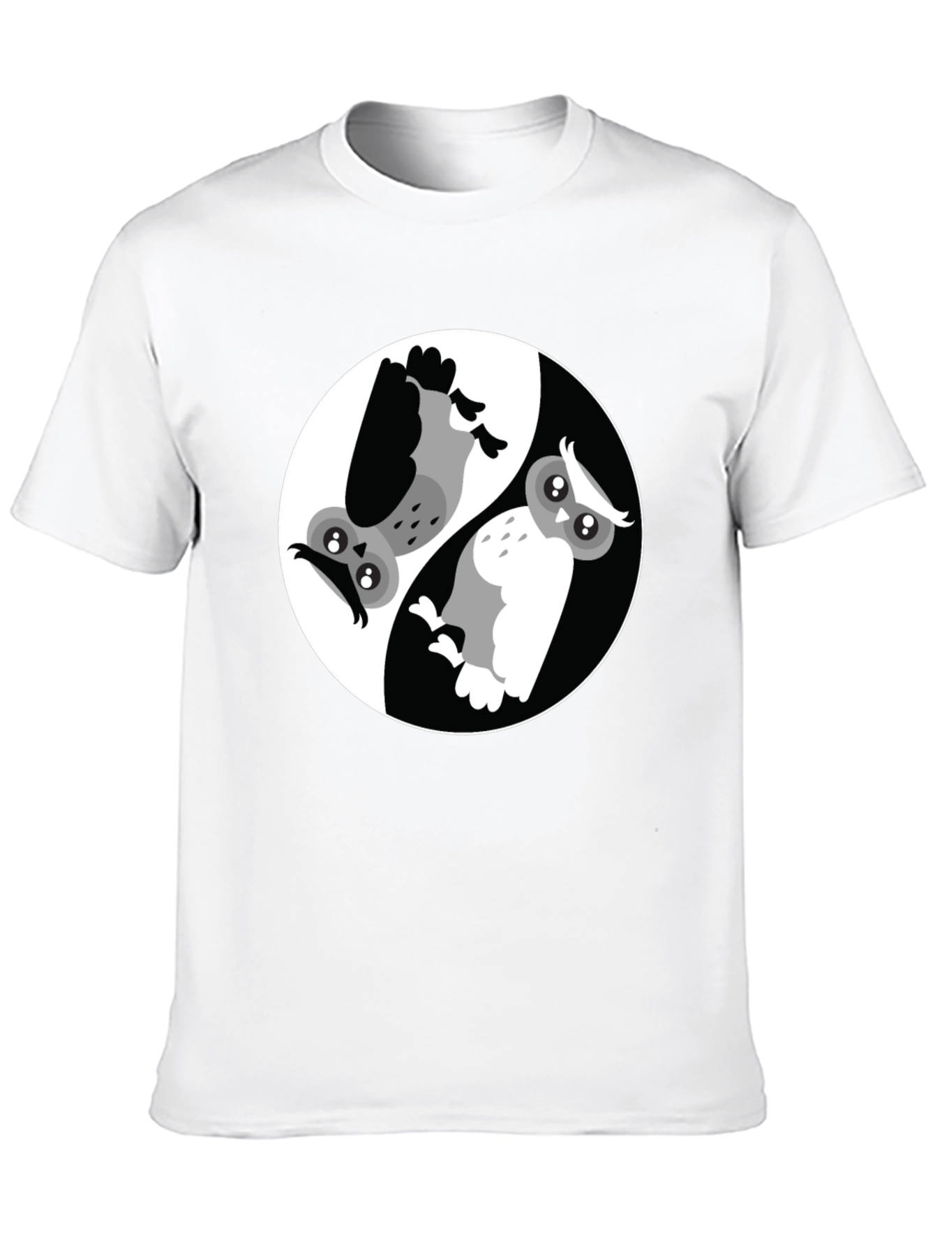 Yin Yang Owl Graphic T-Shirt - Balance and Style