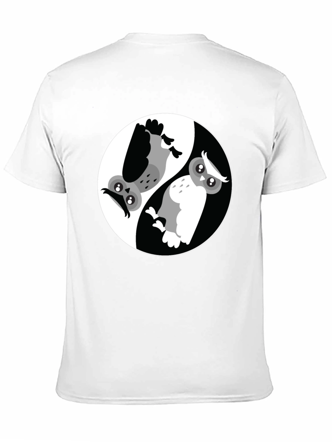 Yin Yang Owl Graphic T-Shirt - Balance and Style