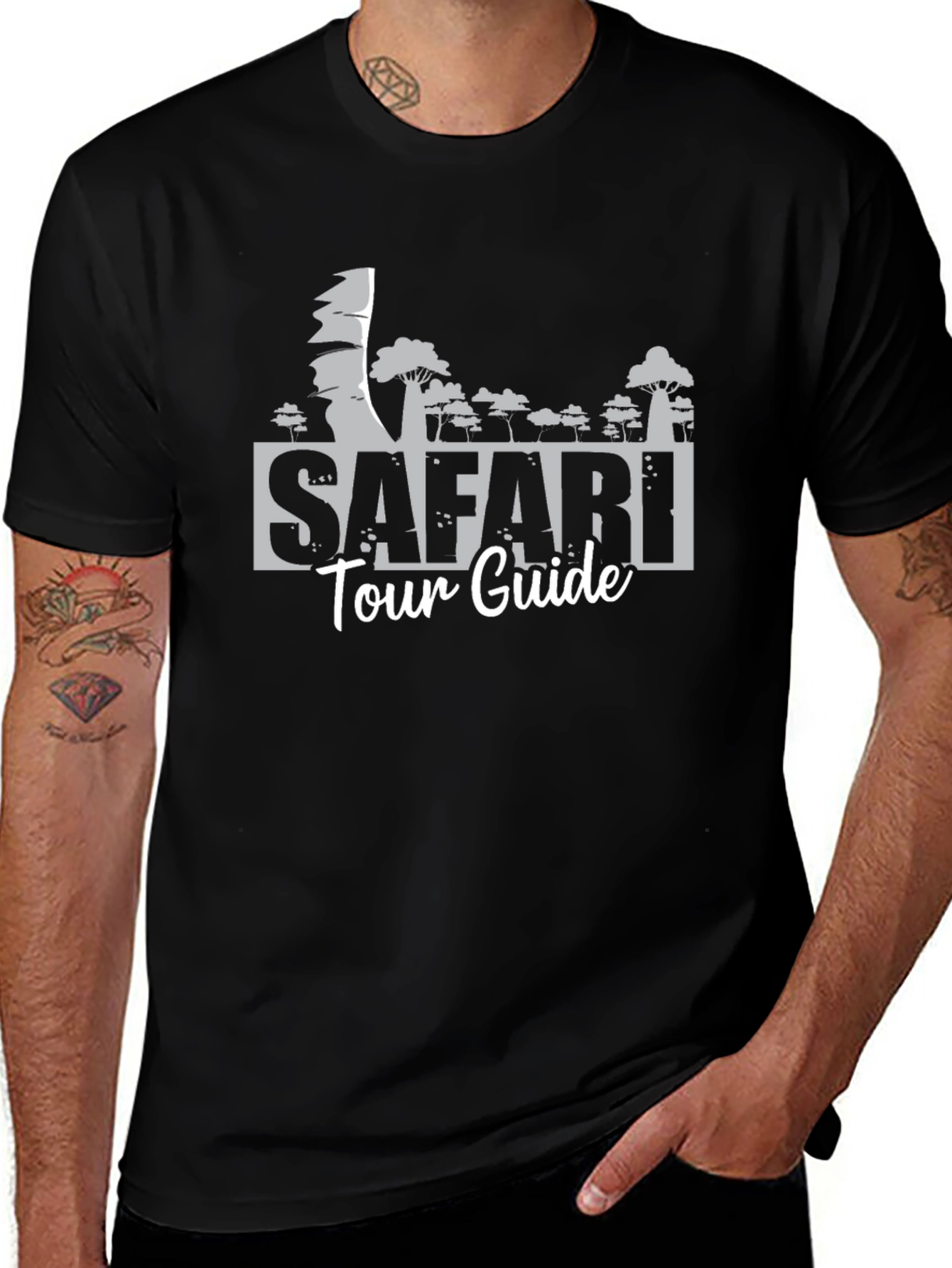 Safari Tour Guide Black T-Shirt