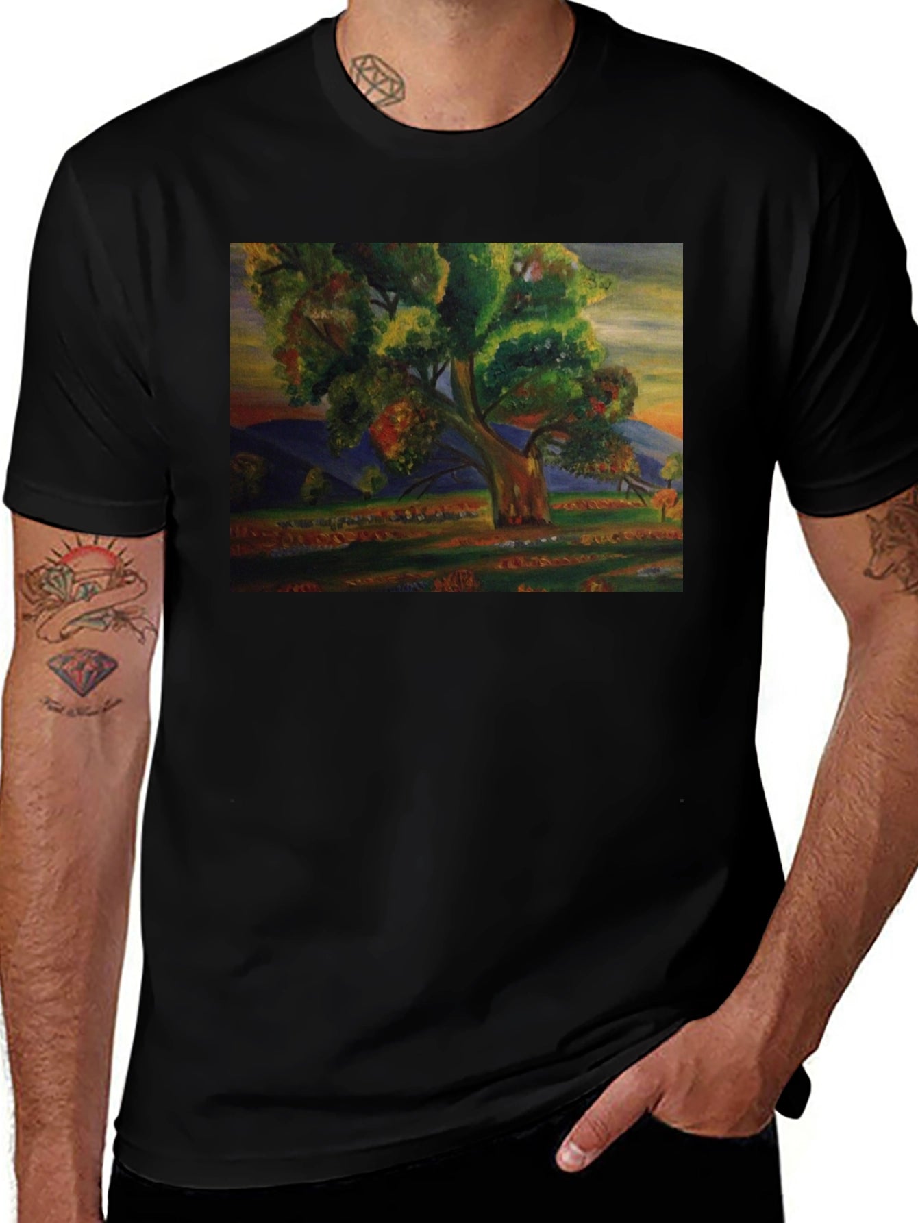 Nature Art Print Black T-Shirt