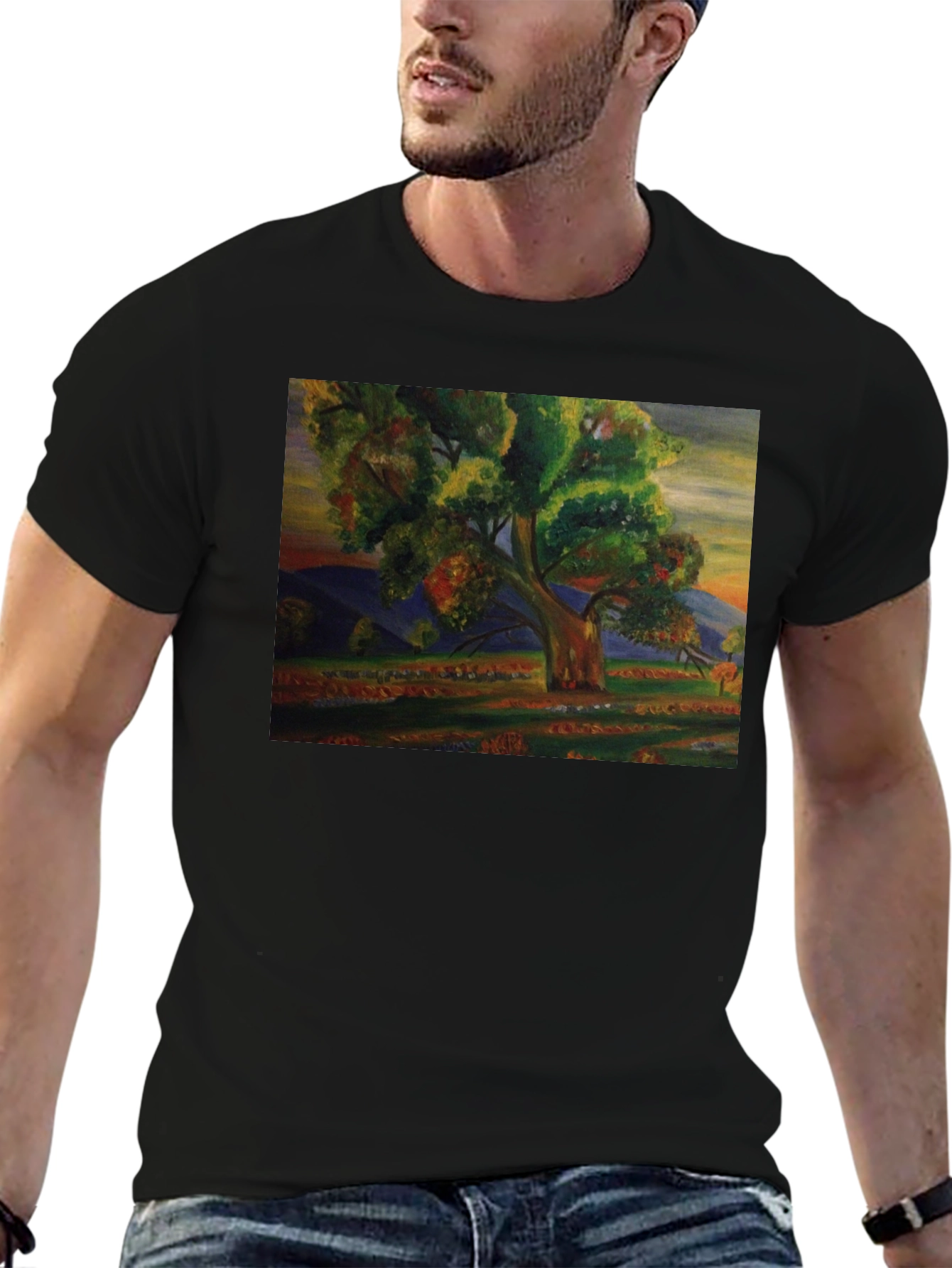 Nature Art Print Black T-Shirt