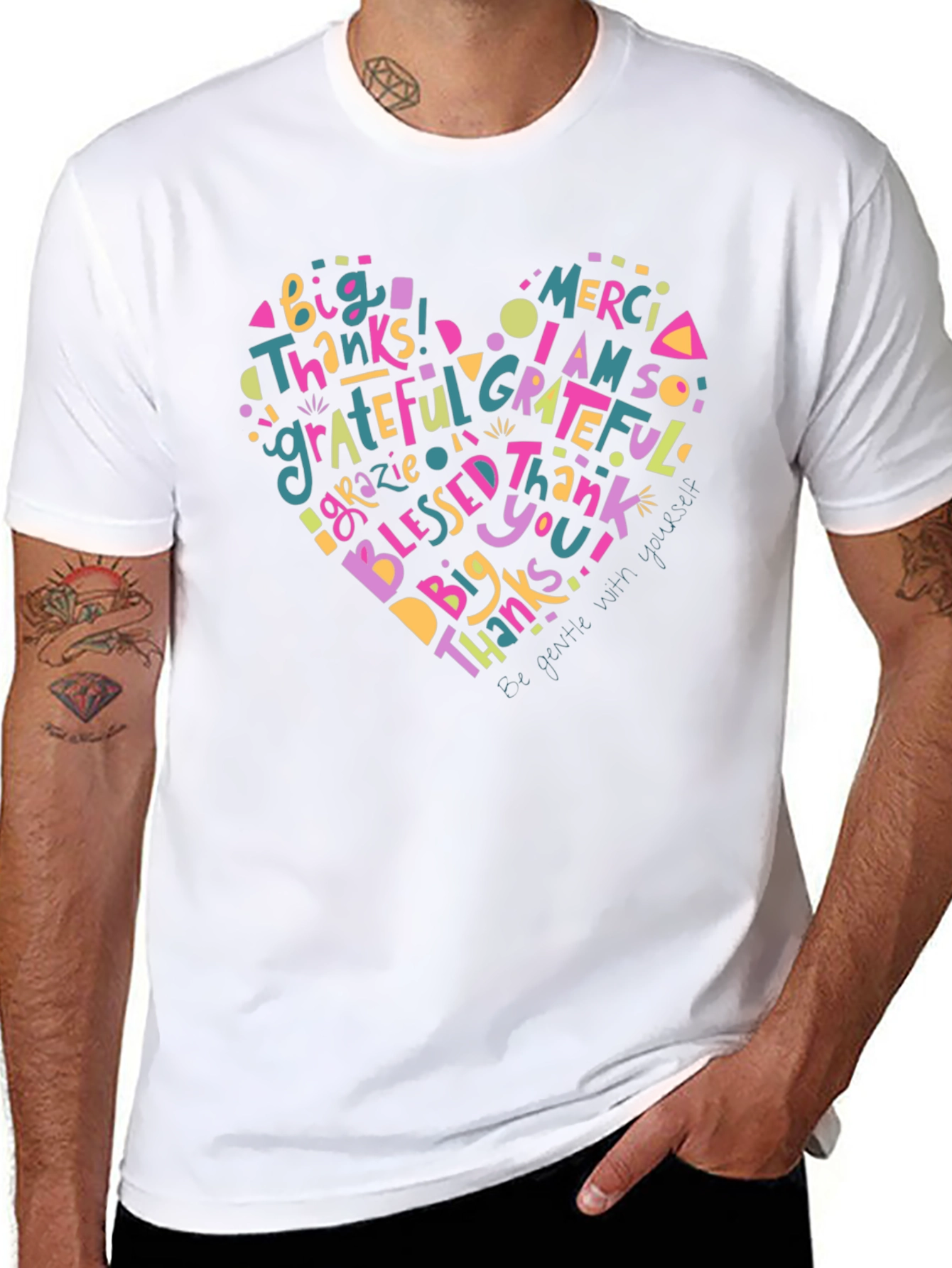 Grateful Heart Graphic T-Shirt - Mens Casual Tee