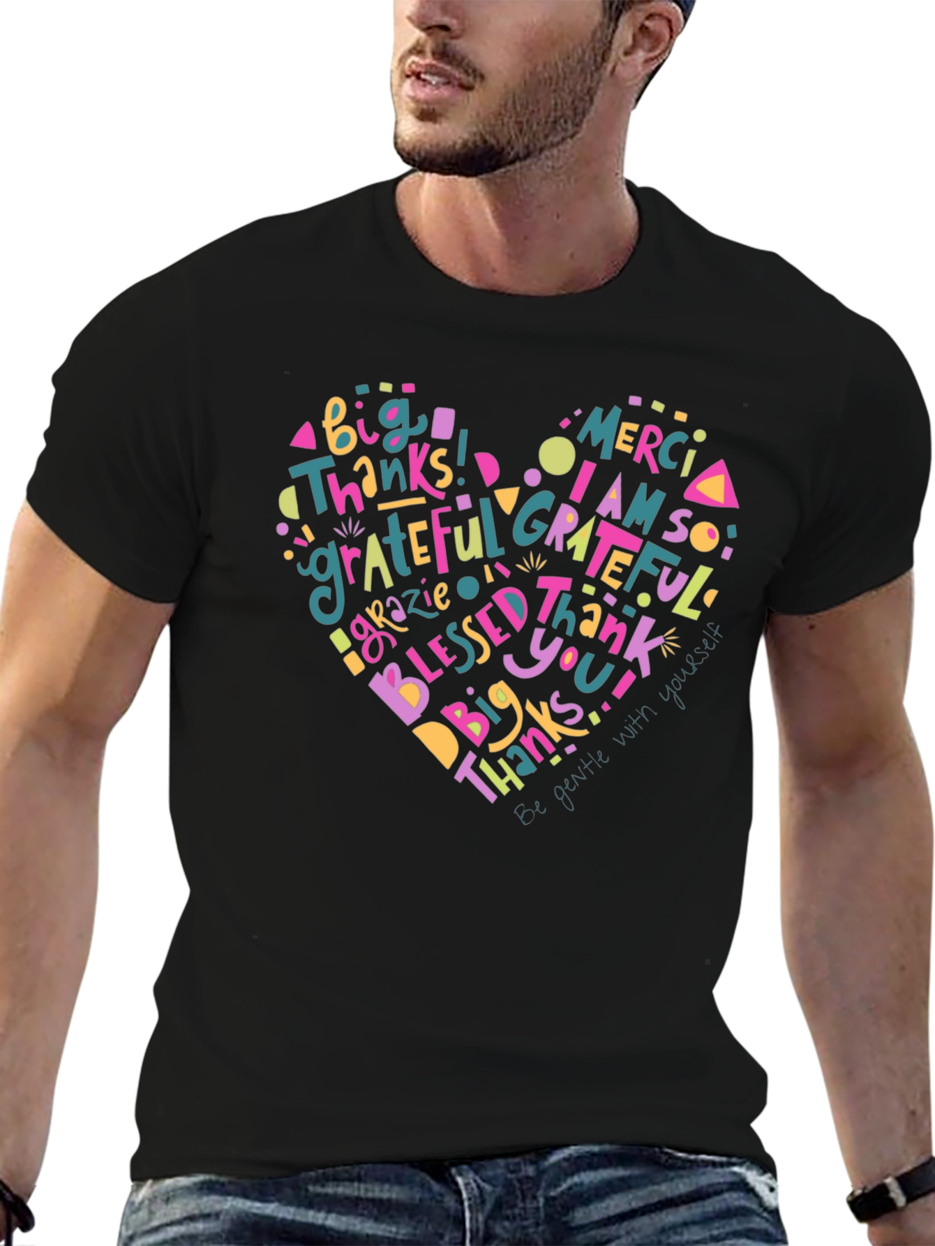 Grateful Heart Graphic T-Shirt - Mens Casual Tee