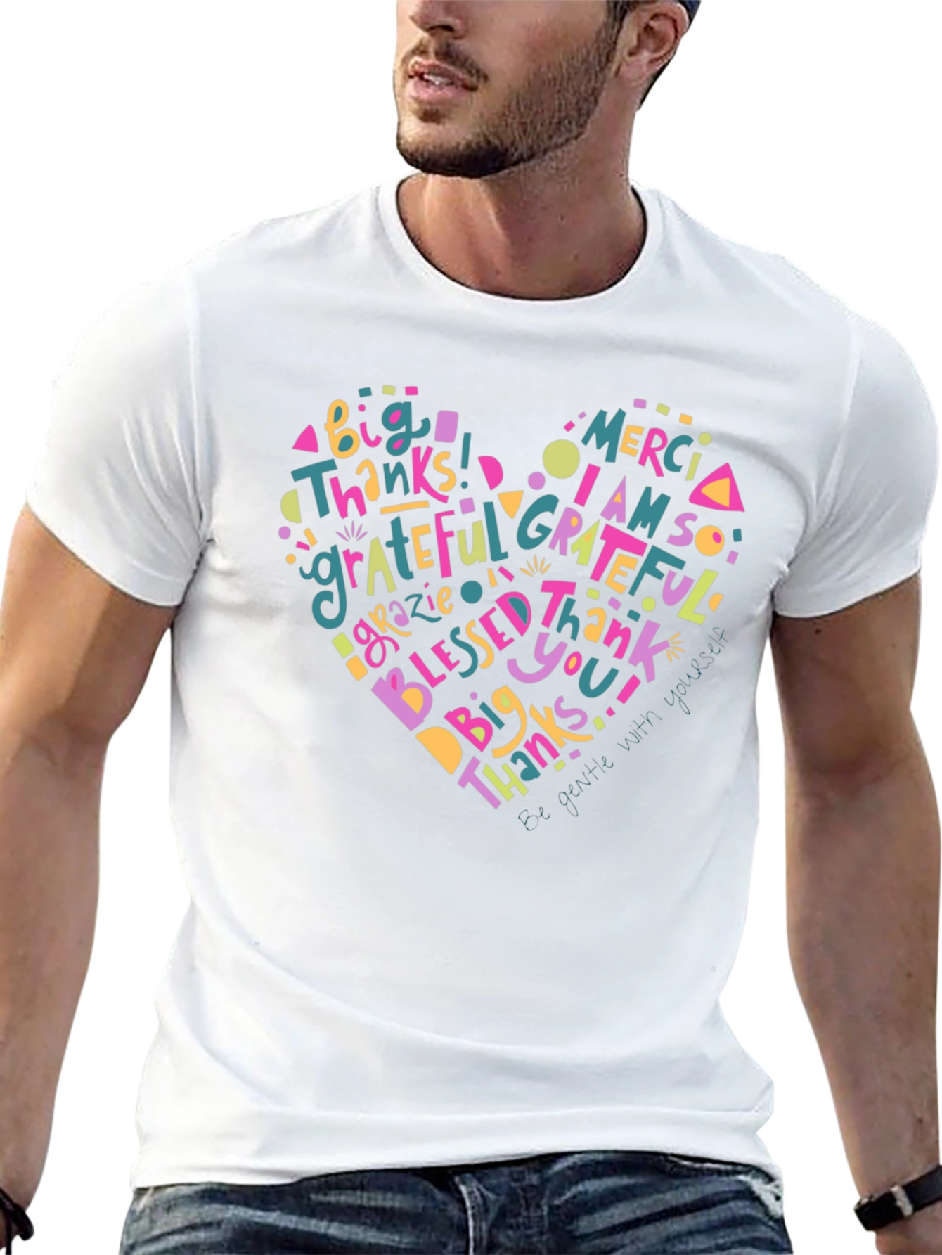 Grateful Heart Graphic T-Shirt - Mens Casual Tee