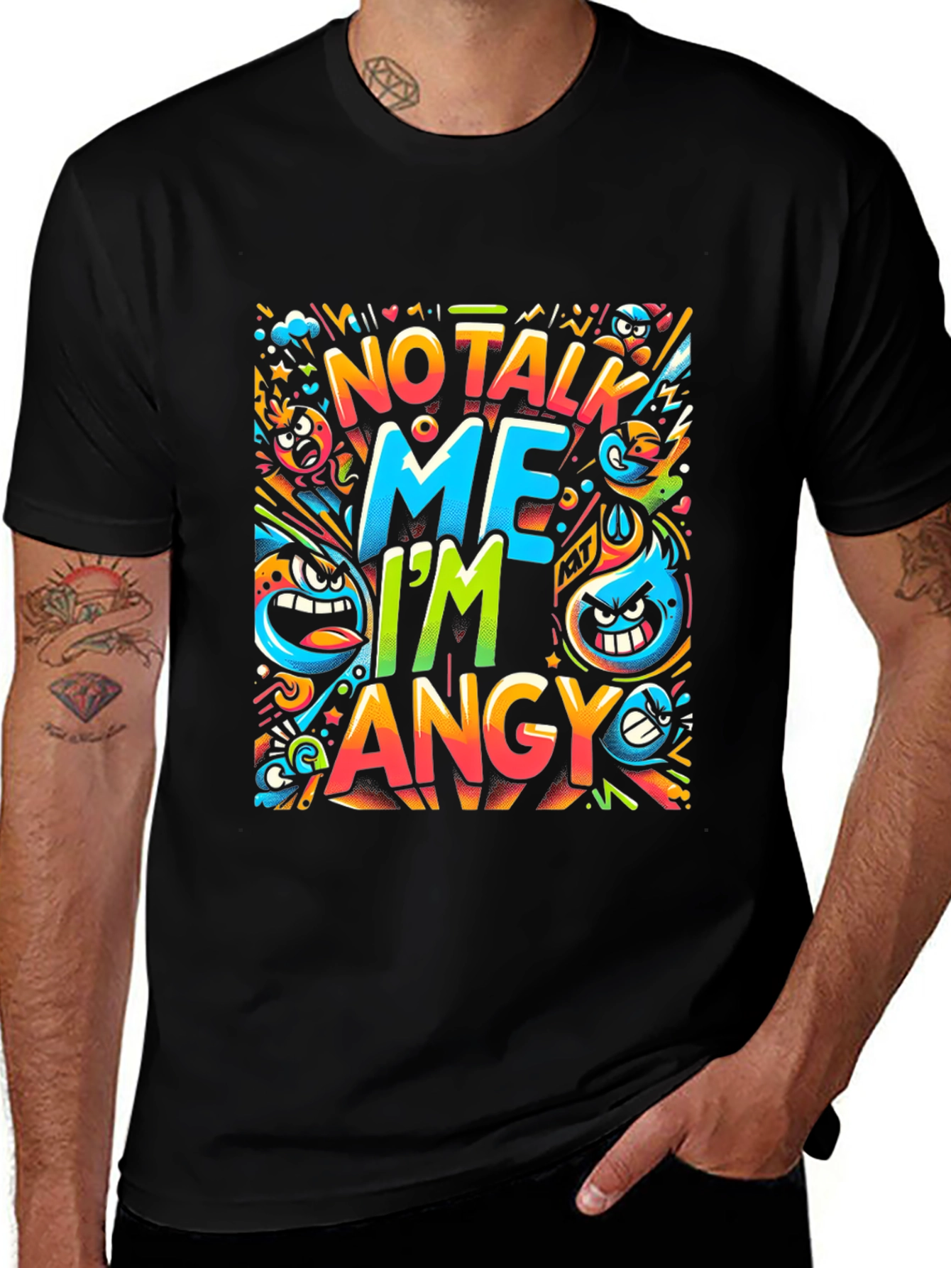 Angry Cartoon Graphic Print T-Shirt