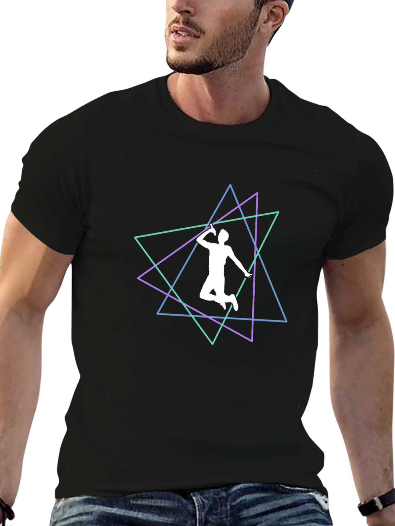 Geometric Badminton Player T-Shirt