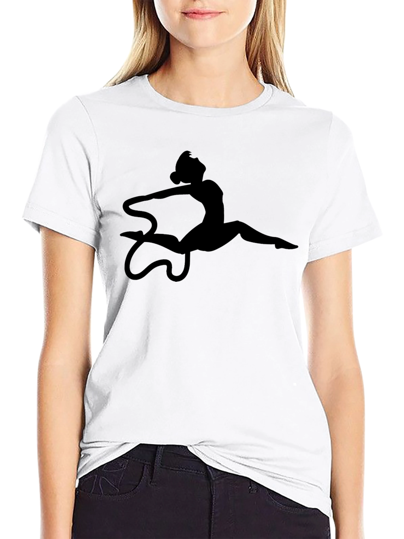 Gymnast Silhouette Graphic Black T-Shirt