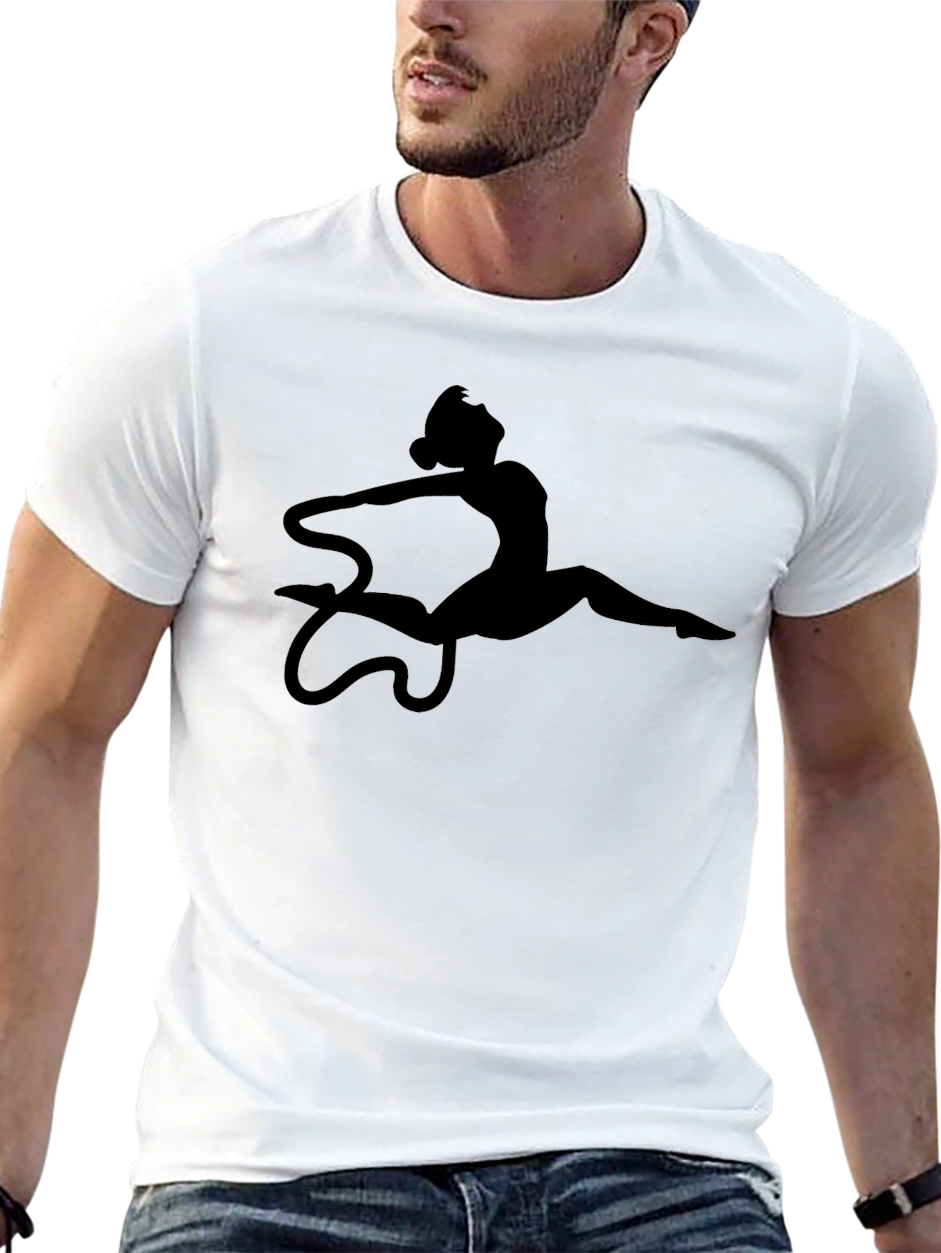 Gymnast Silhouette Graphic Black T-Shirt