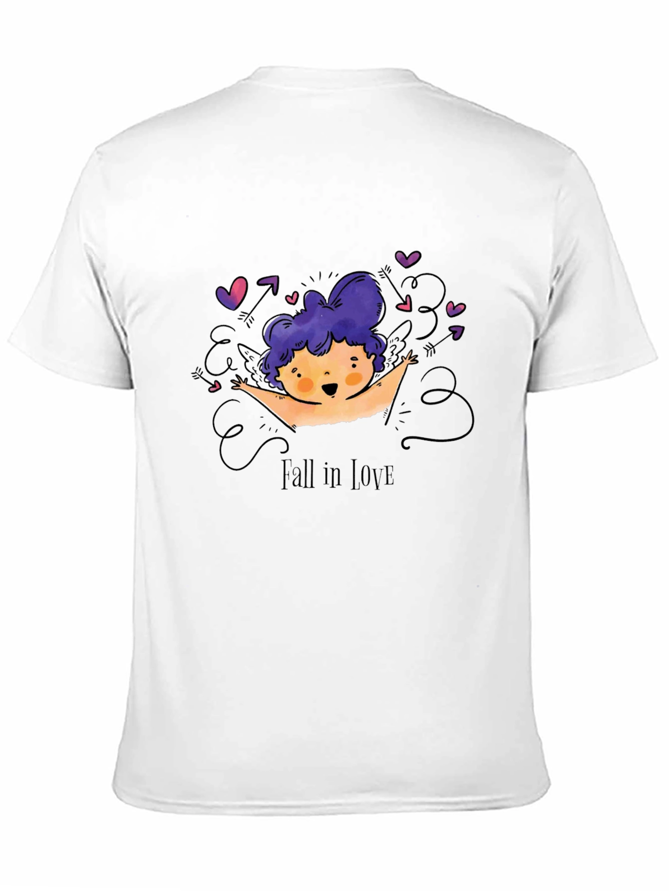 Fall in Love Cupid Graphic Tee - Black