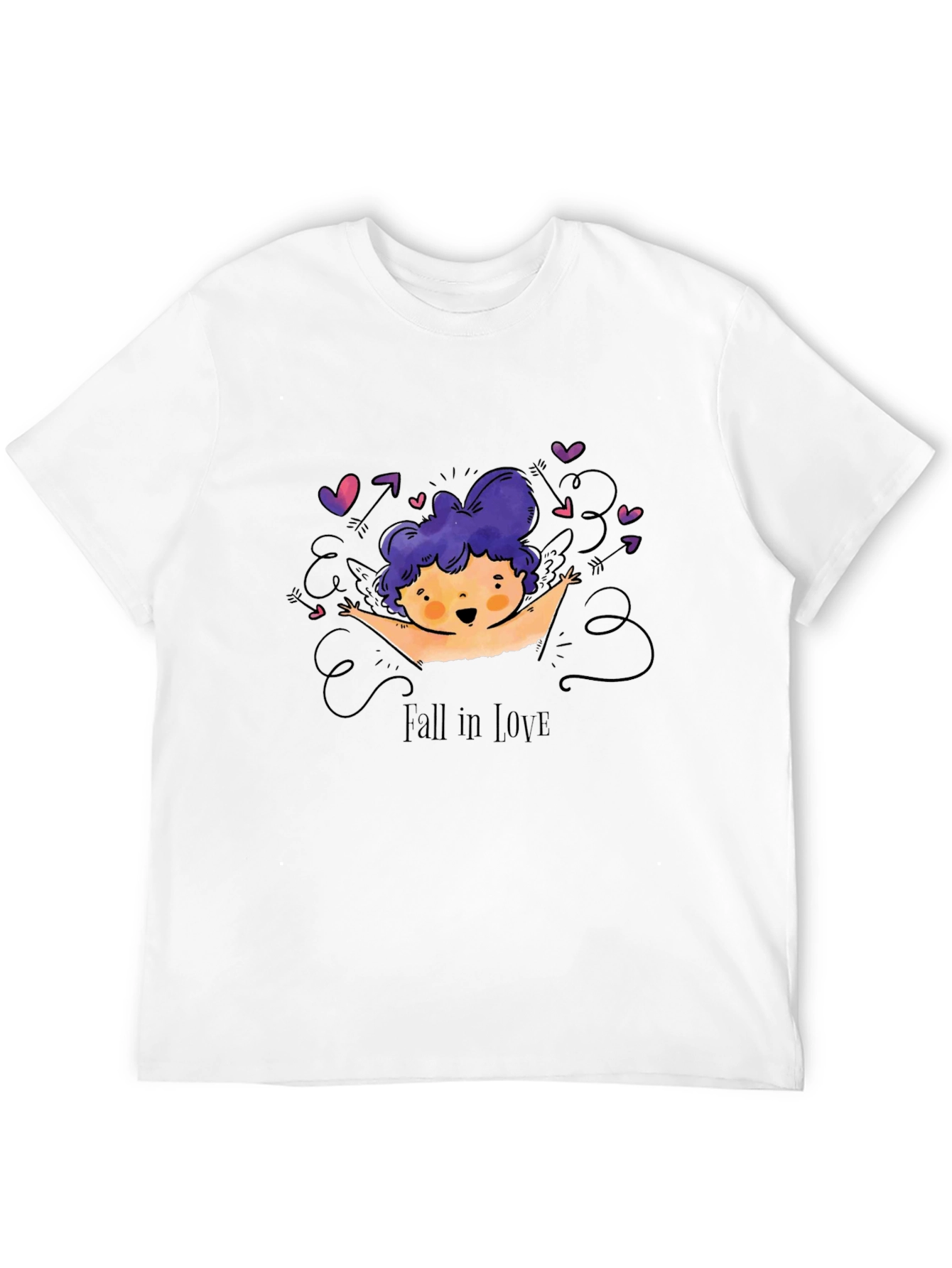 Fall in Love Cupid Graphic Tee - Black