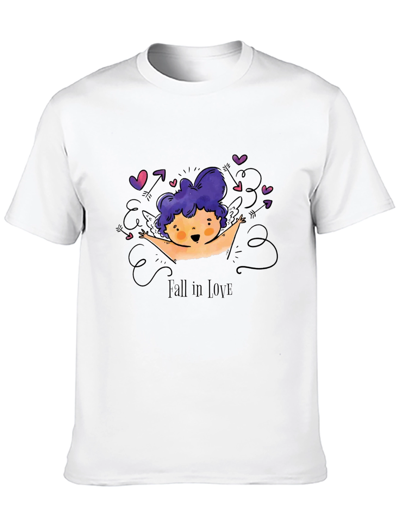 Fall in Love Cupid Graphic Tee - Black