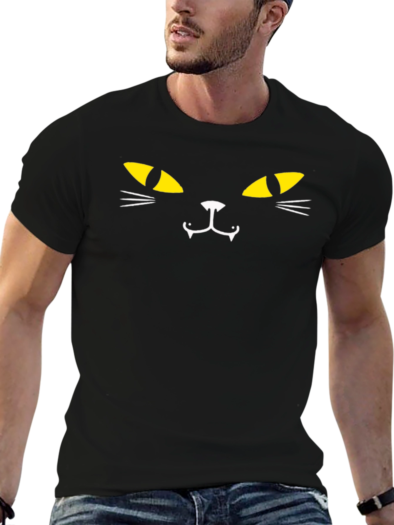 Black Cat Face T-Shirt - Halloween Edition
