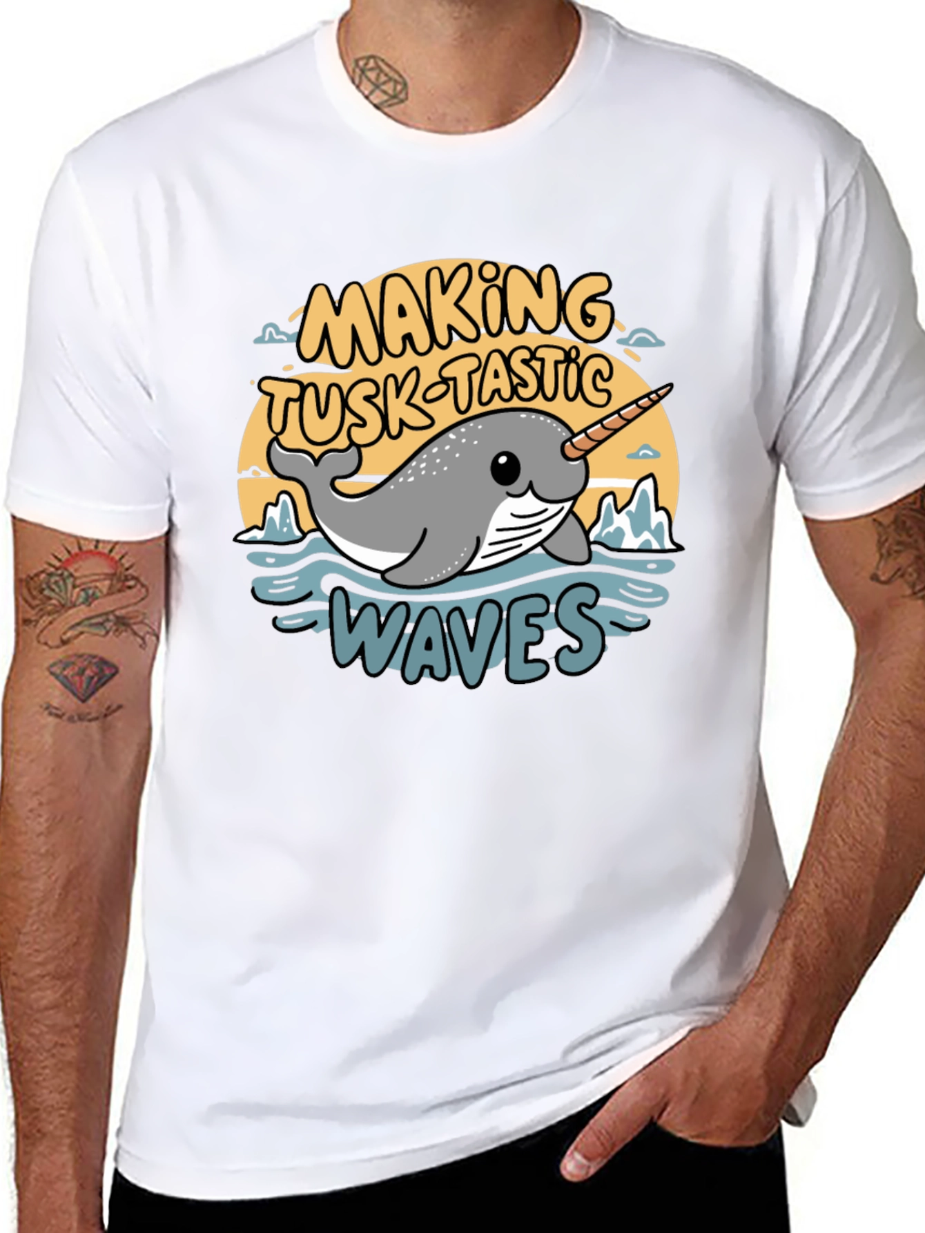 Narwhal Tusk-Tastic Waves Graphic Tee