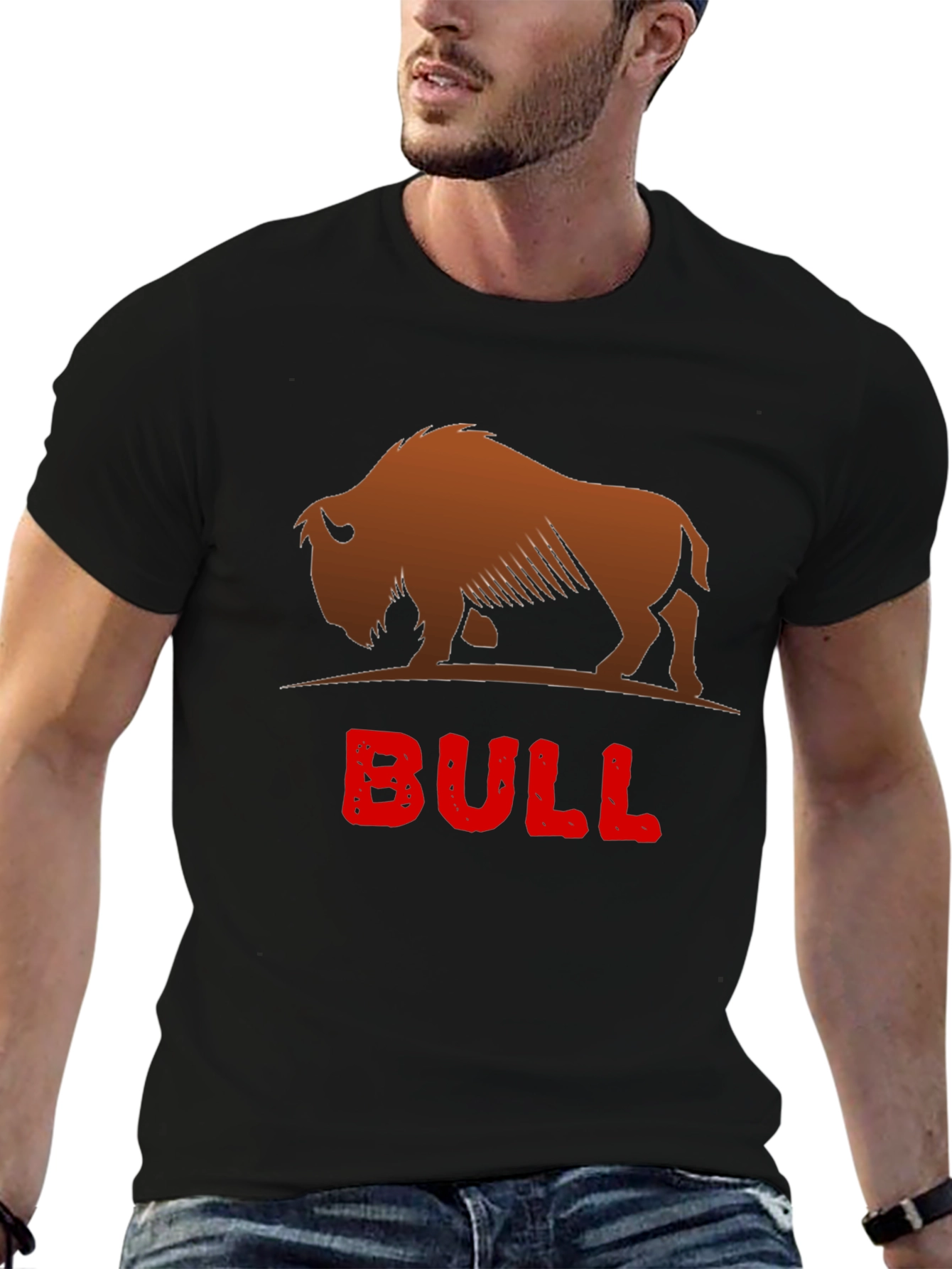 Cool Bison Bull Graphic Black T-Shirt