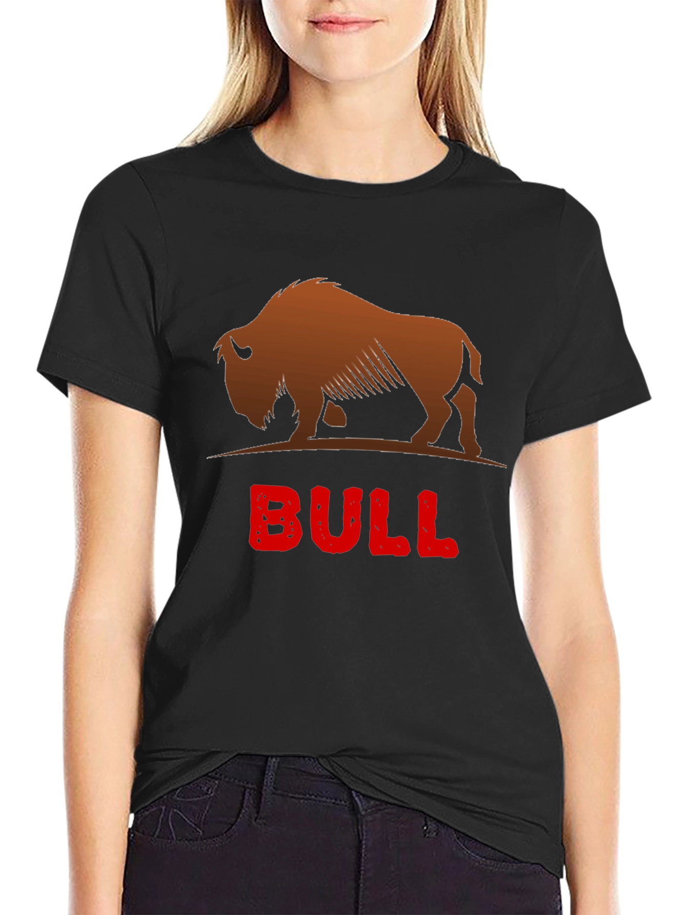 Cool Bison Bull Graphic Black T-Shirt