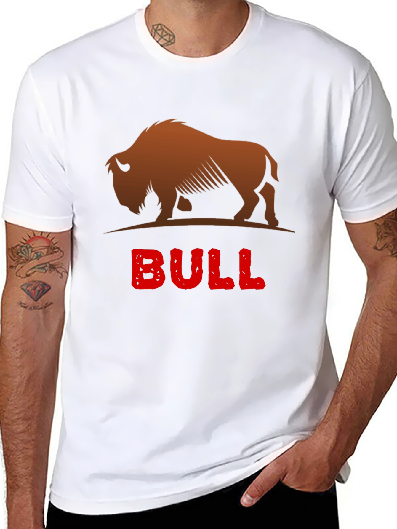 Cool Bison Bull Graphic Black T-Shirt