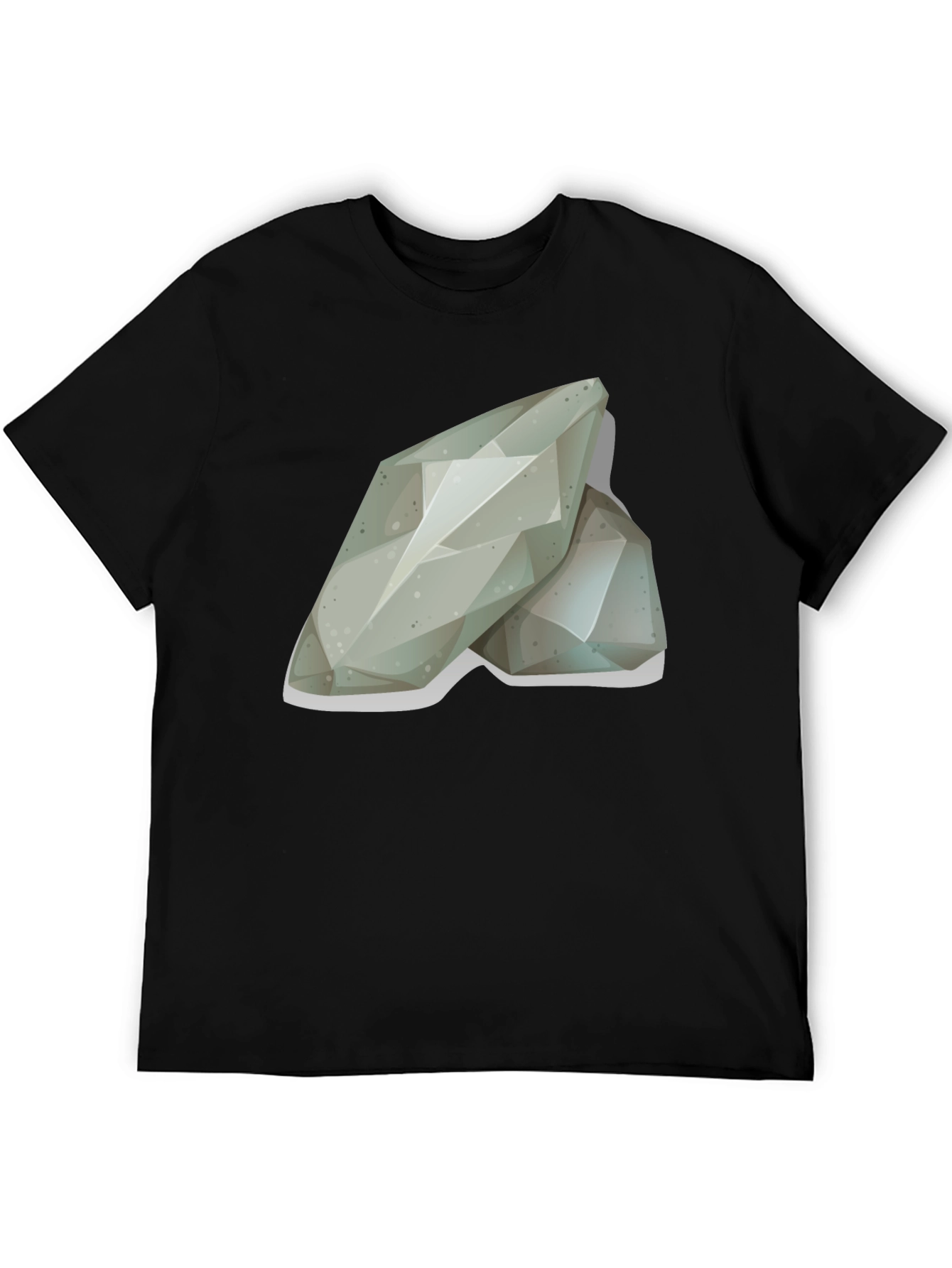 Abstract Geometric Stone Graphic Tee - Black