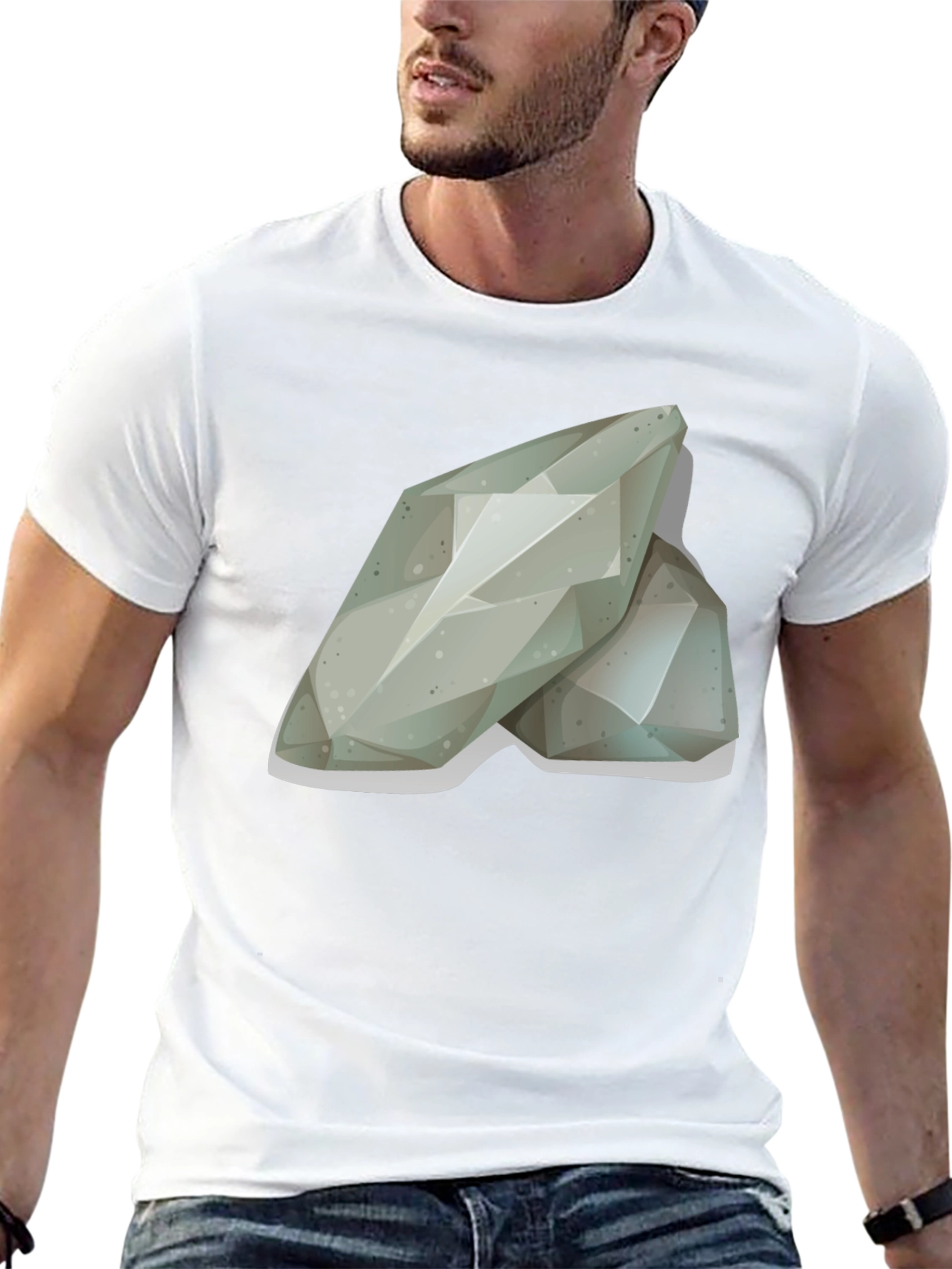 Abstract Geometric Stone Graphic Tee - Black