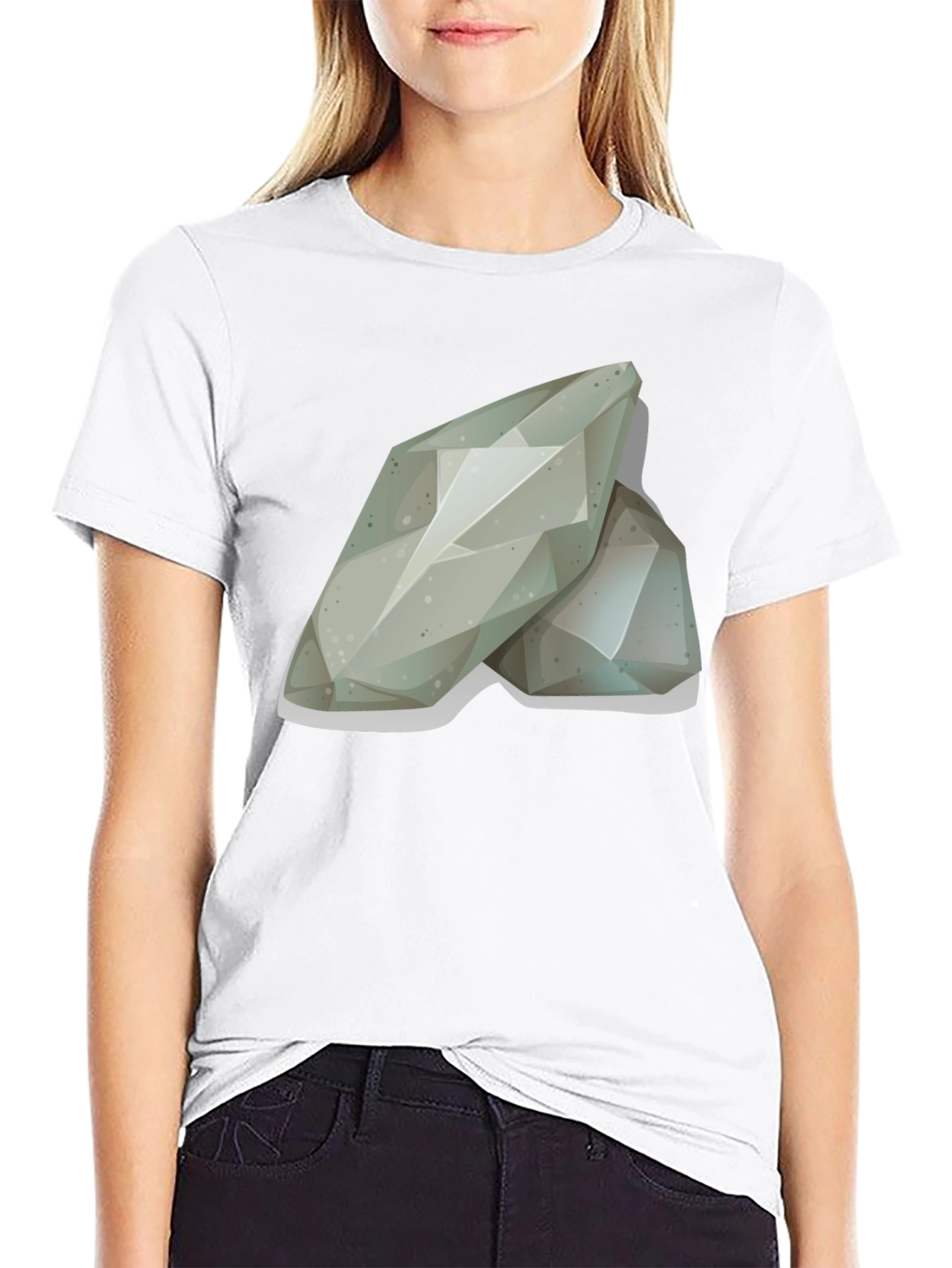 Abstract Geometric Stone Graphic Tee - Black