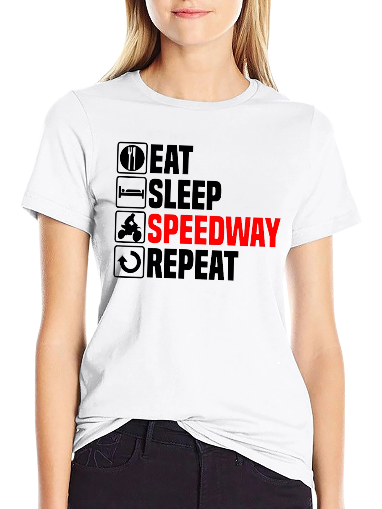 Eat Sleep Speedway Repeat Black Graphic T-Shirt