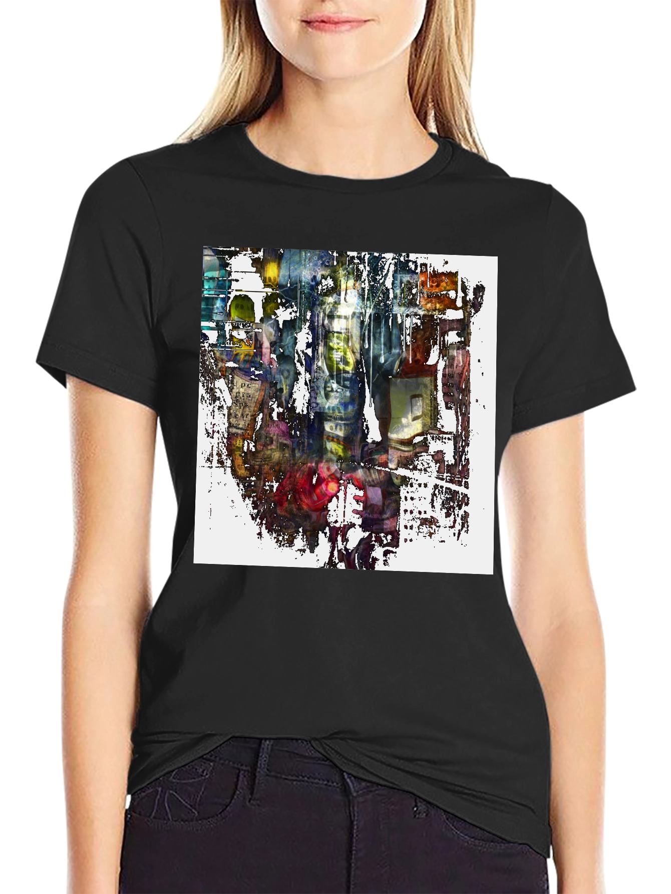 Abstract Cityscape Graphic Print Tee