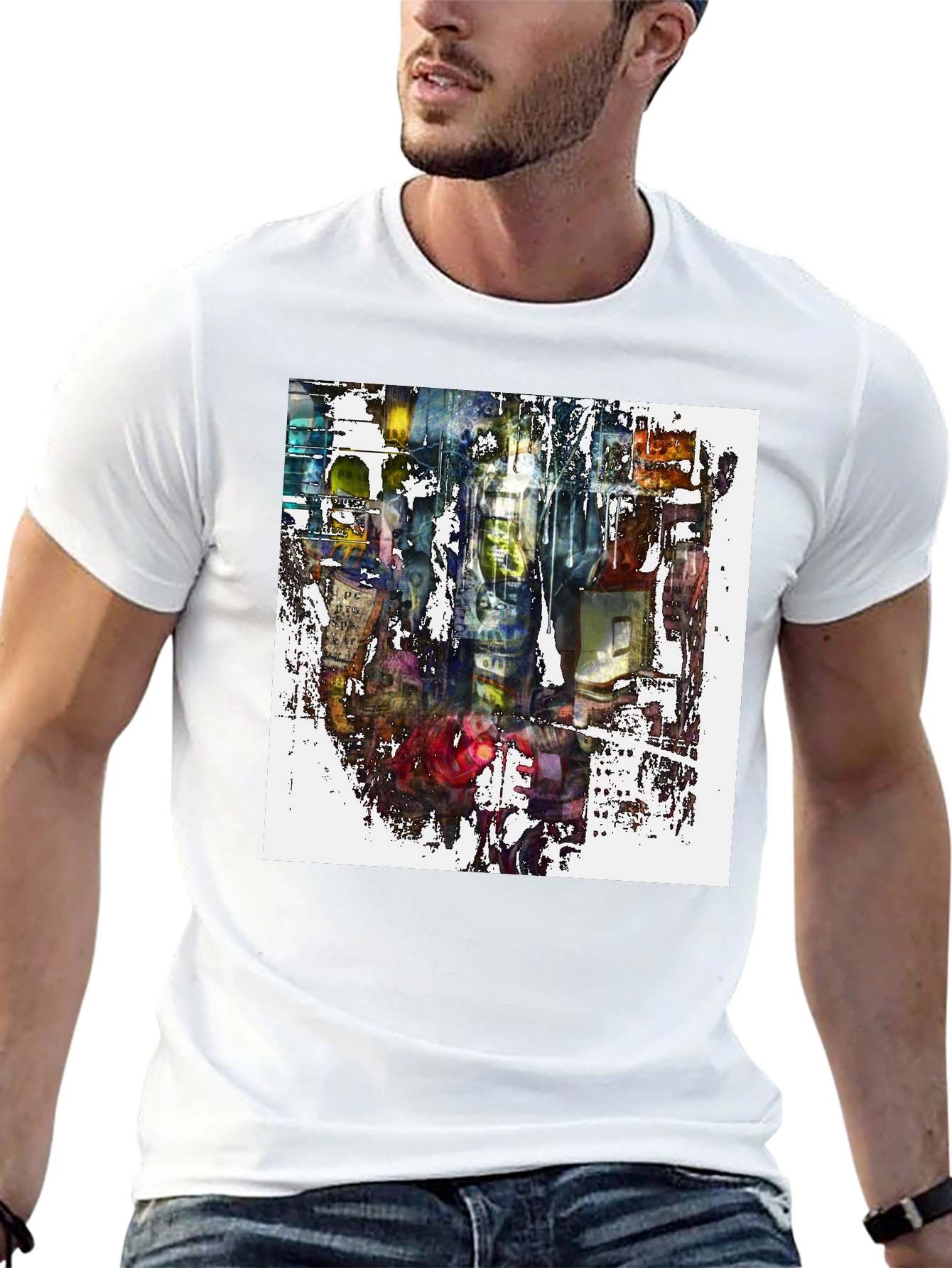 Abstract Cityscape Graphic Print Tee