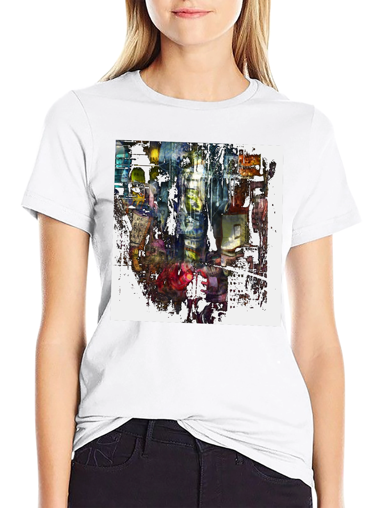 Abstract Cityscape Graphic Print Tee