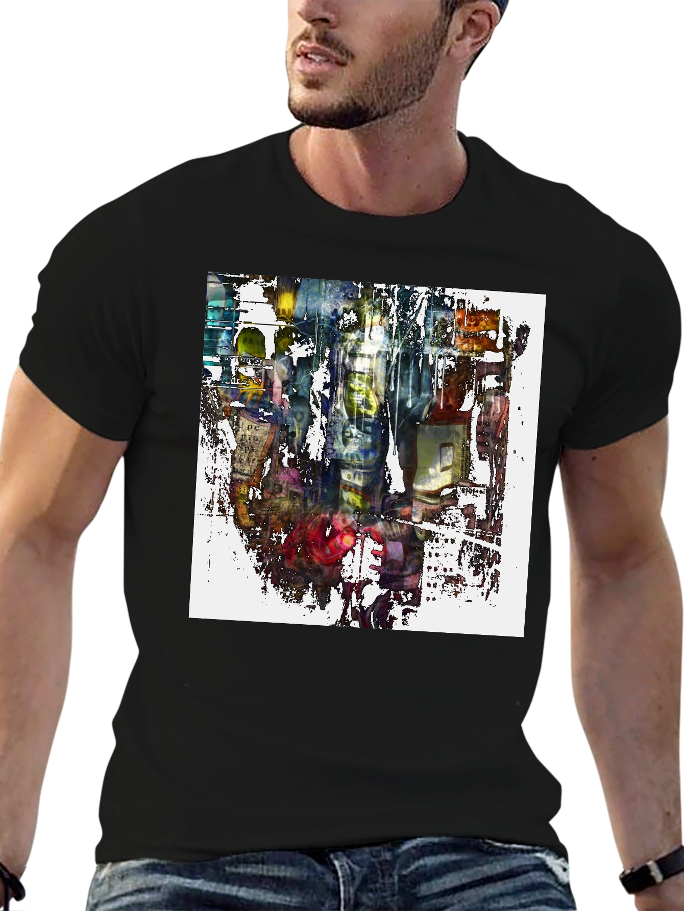 Abstract Cityscape Graphic Print Tee