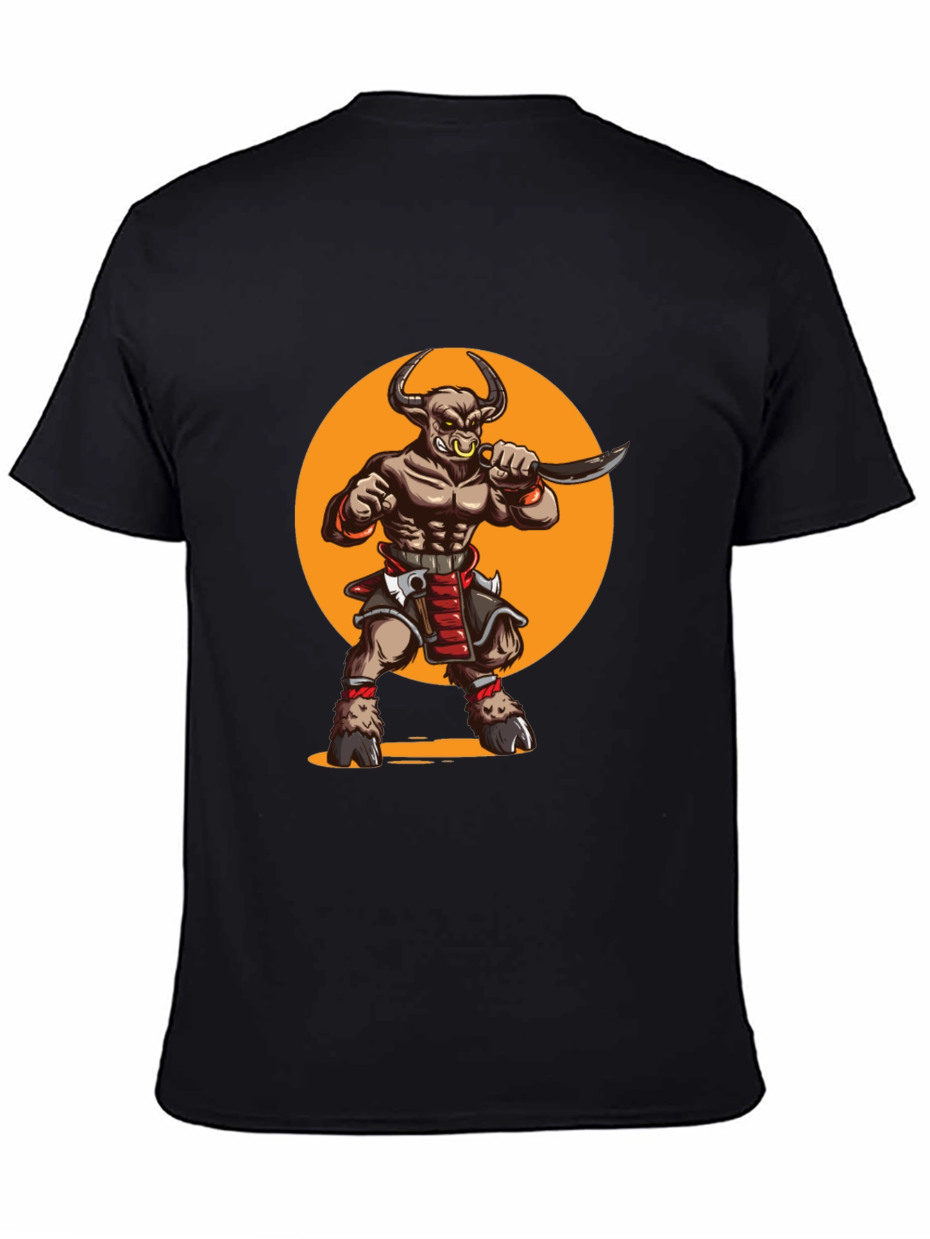 Minotaur Warrior Graphic Tee - Black Cotton Shirt