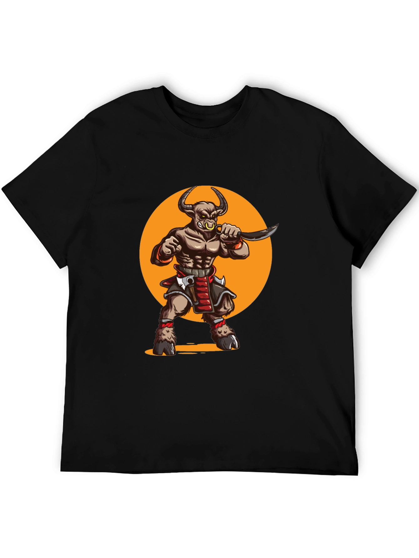Minotaur Warrior Graphic Tee - Black Cotton Shirt