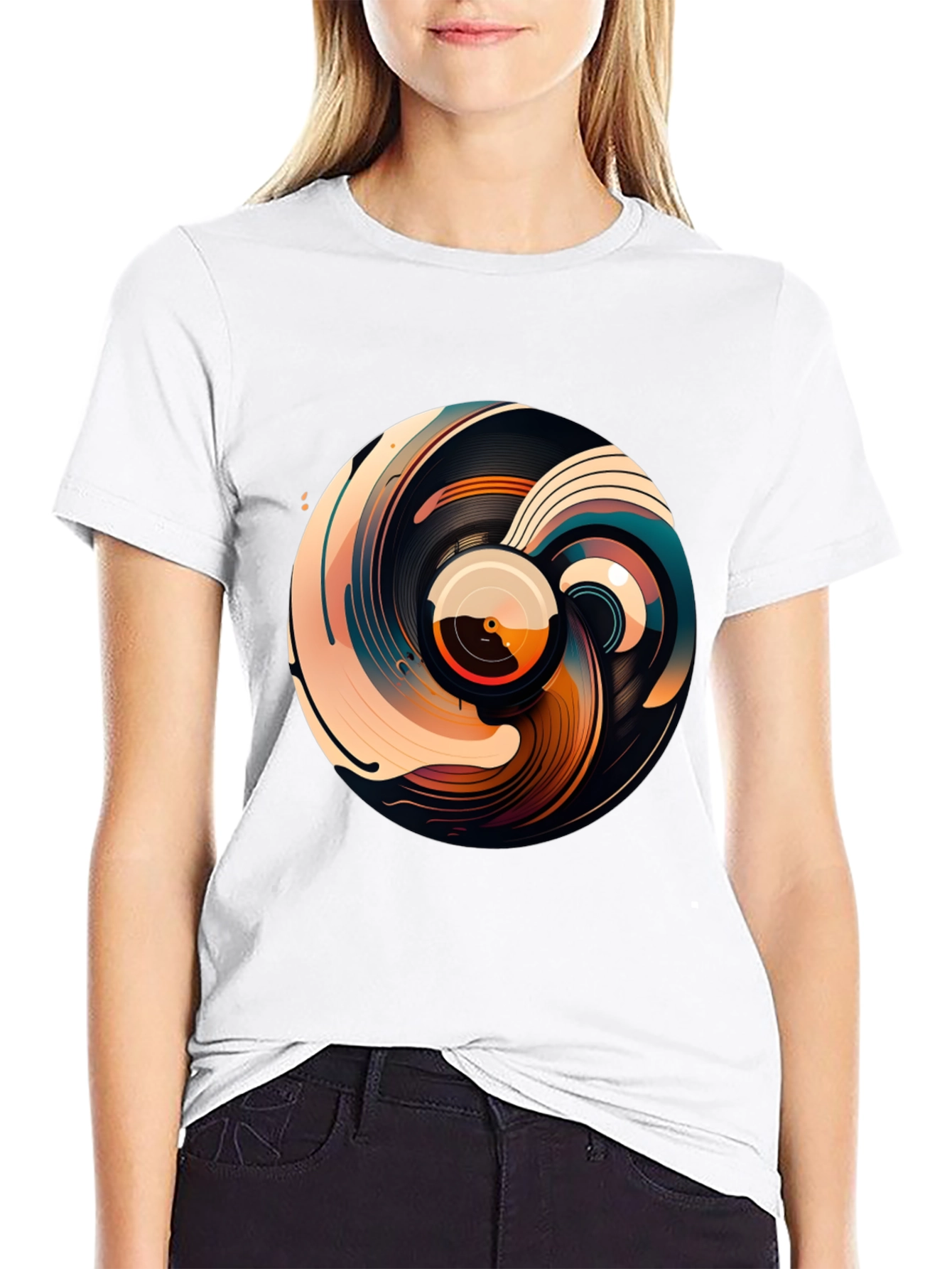 Abstract Vinyl Record Graphic T-Shirt