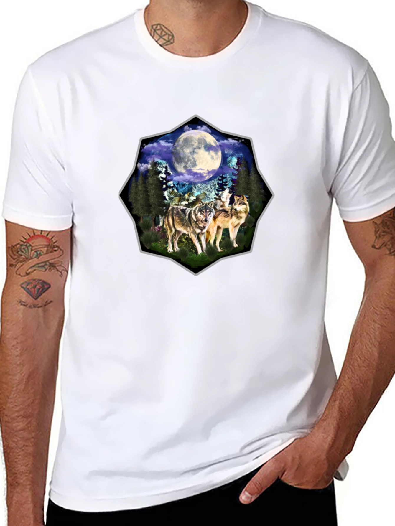 Wolf Moon Graphic Tee - Black