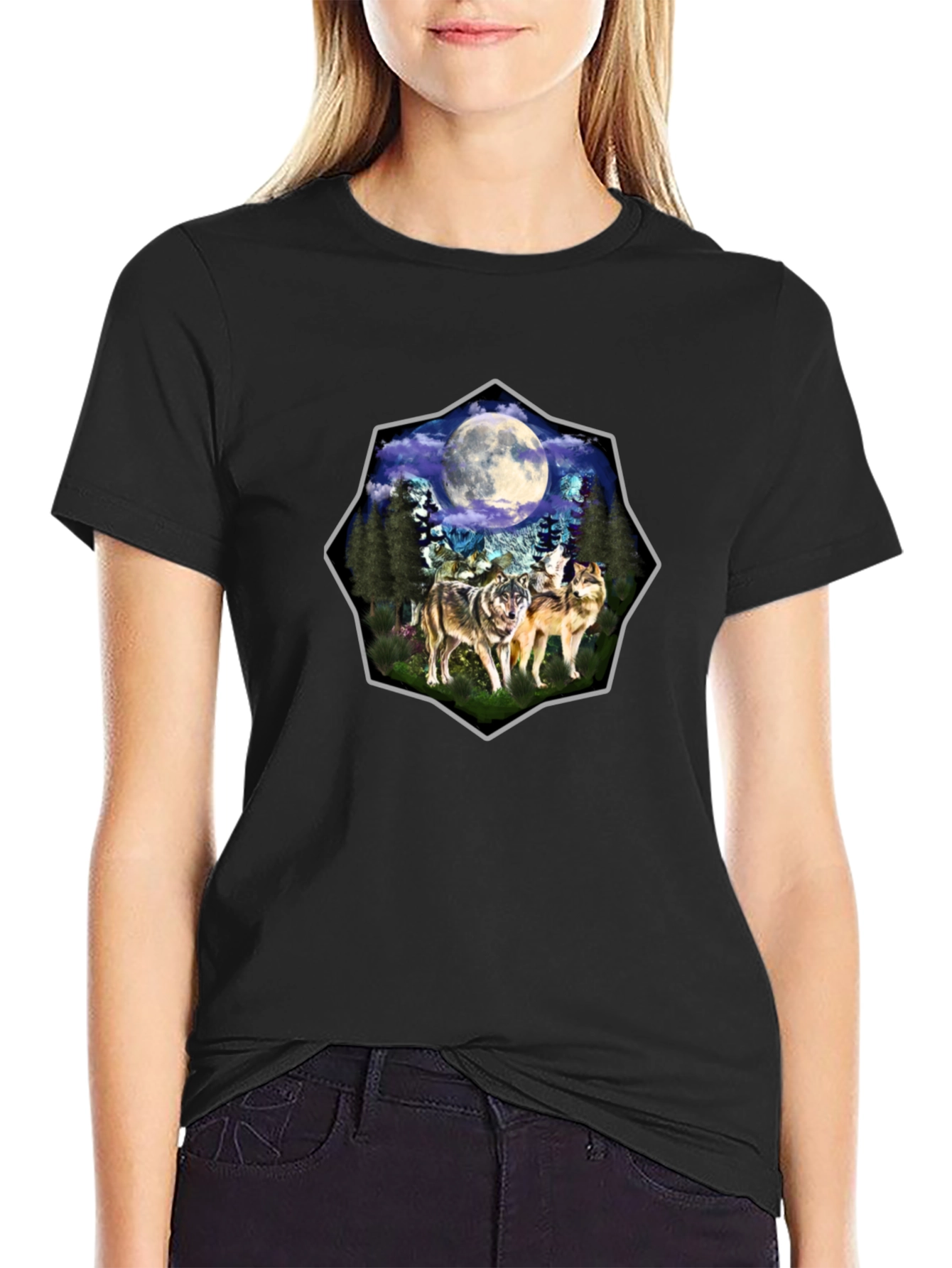 Wolf Moon Graphic Tee - Black